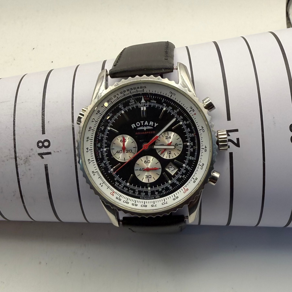 Rotary Aquaspeed Chronograph Date Black Dial 46mm Watch (Fully Tested and Working)- £70.00