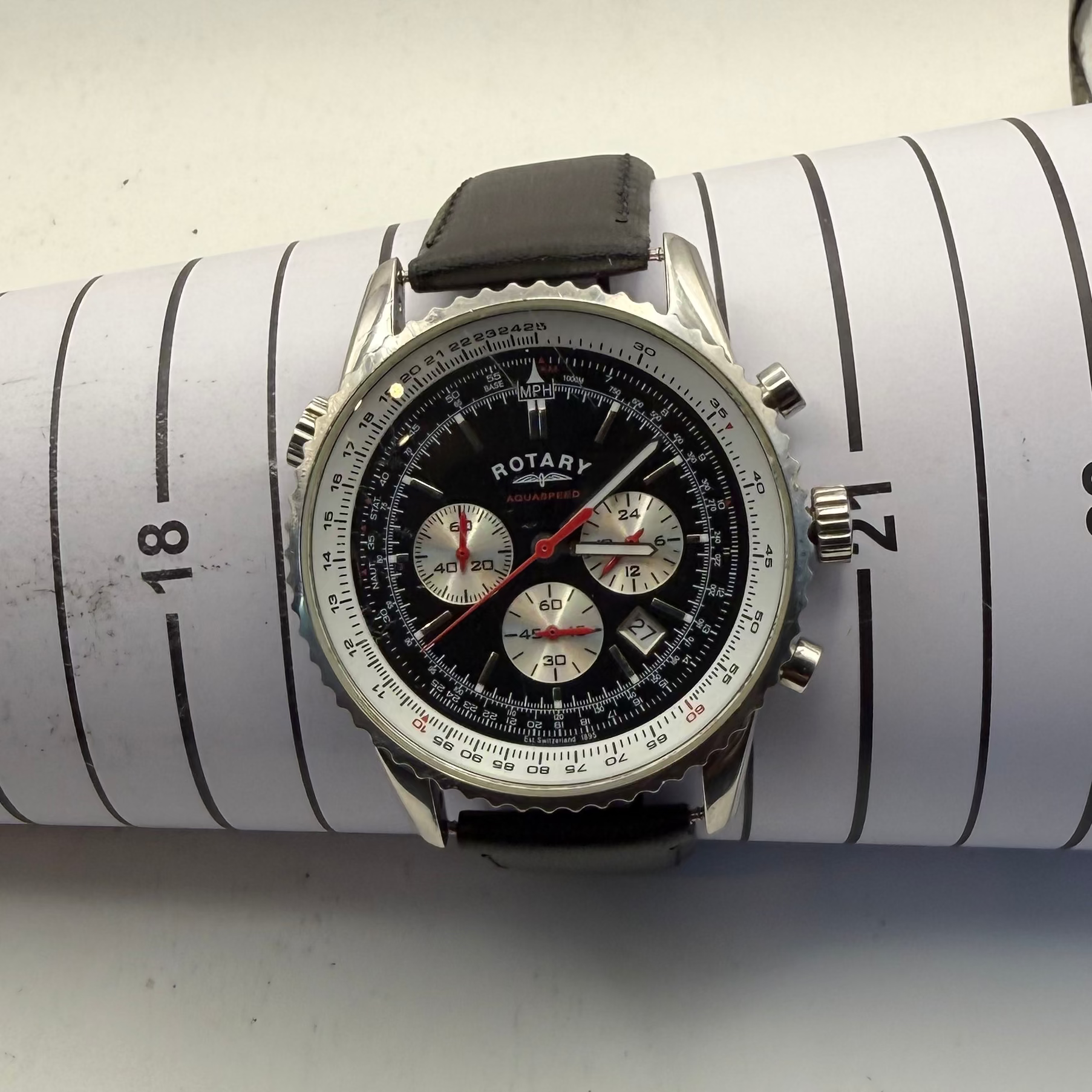 Rotary Aquaspeed Chronograph Date Black Dial 46mm Watch (Fully Tested and Working)- £70.00