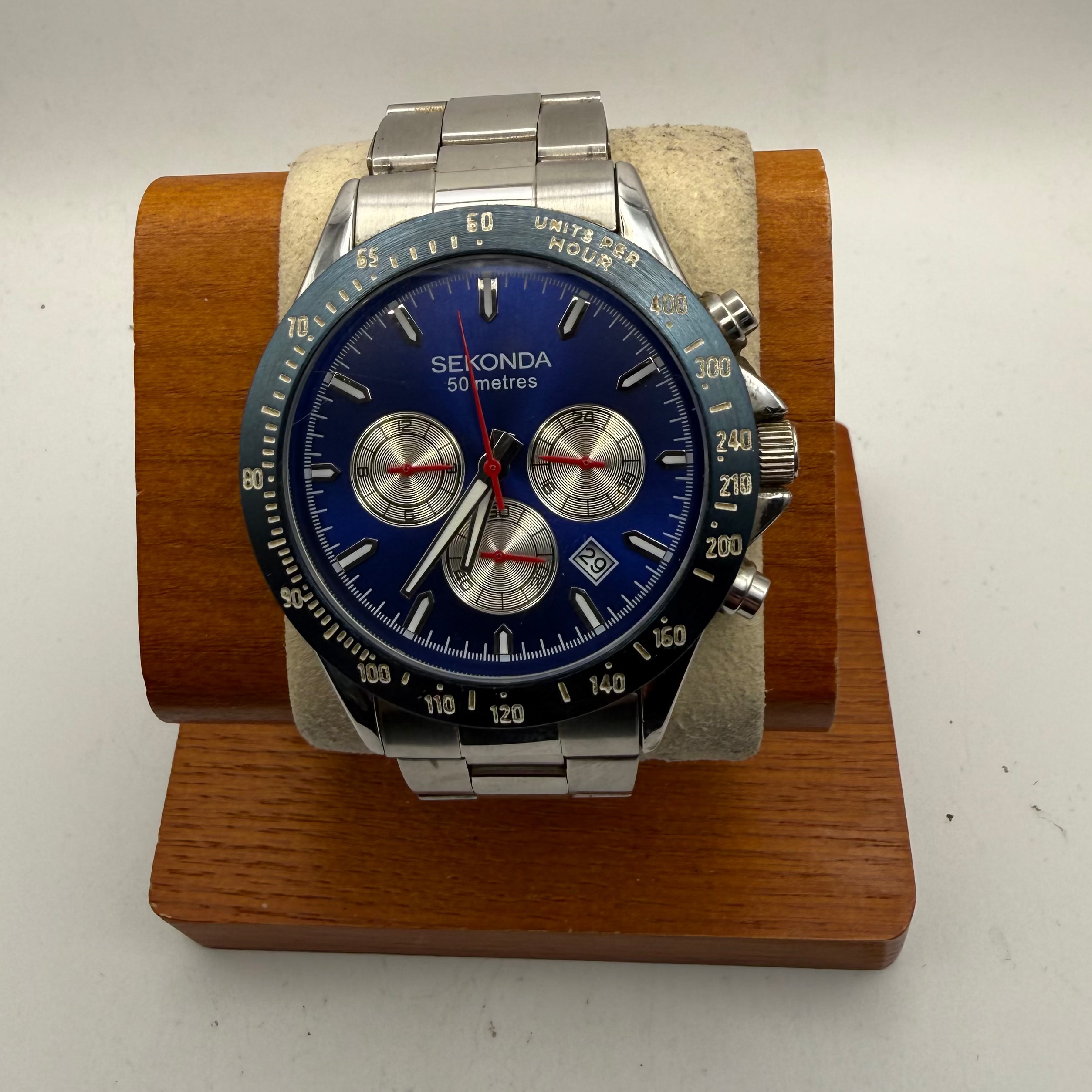 Sekonda Blue Dial Chronograph Date Watch 46.5mm (Fully Tested and Working)- £35.00
