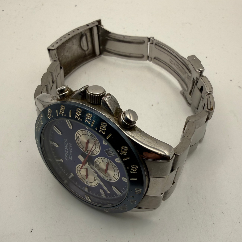 Sekonda Blue Dial Chronograph Date Watch 46.5mm (Fully Tested and Working)- £35.00