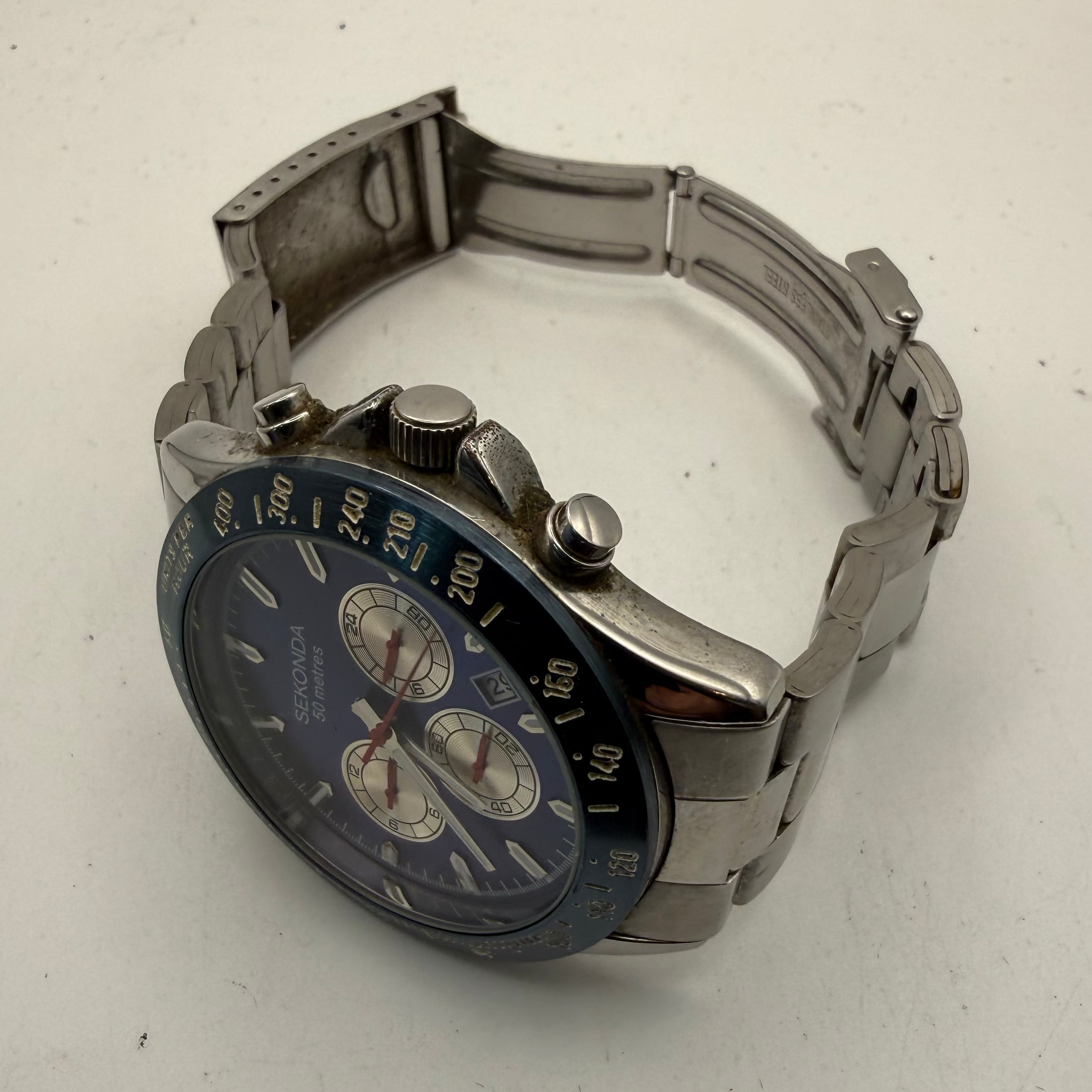 Sekonda Blue Dial Chronograph Date Watch 46.5mm (Fully Tested and Working)- £35.00