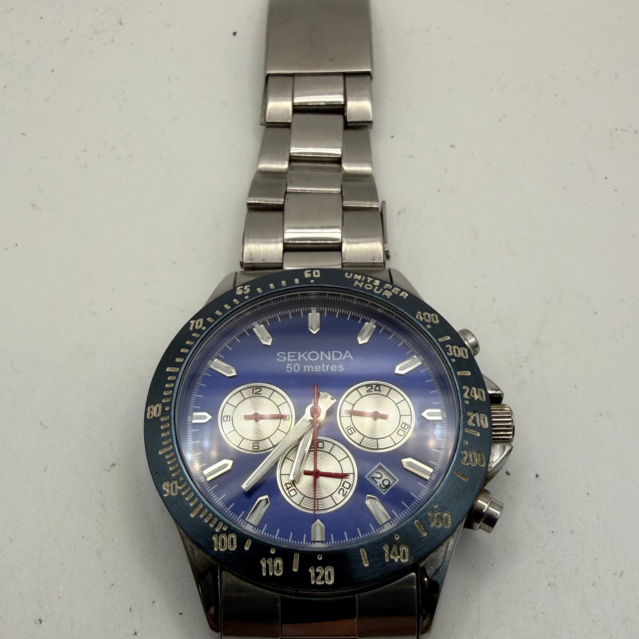 Sekonda Blue Dial Chronograph Date Watch 46.5mm (Fully Tested and Working)- £35.00