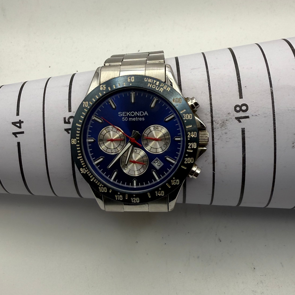 Sekonda Blue Dial Chronograph Date Watch 46.5mm (Fully Tested and Working)- £35.00