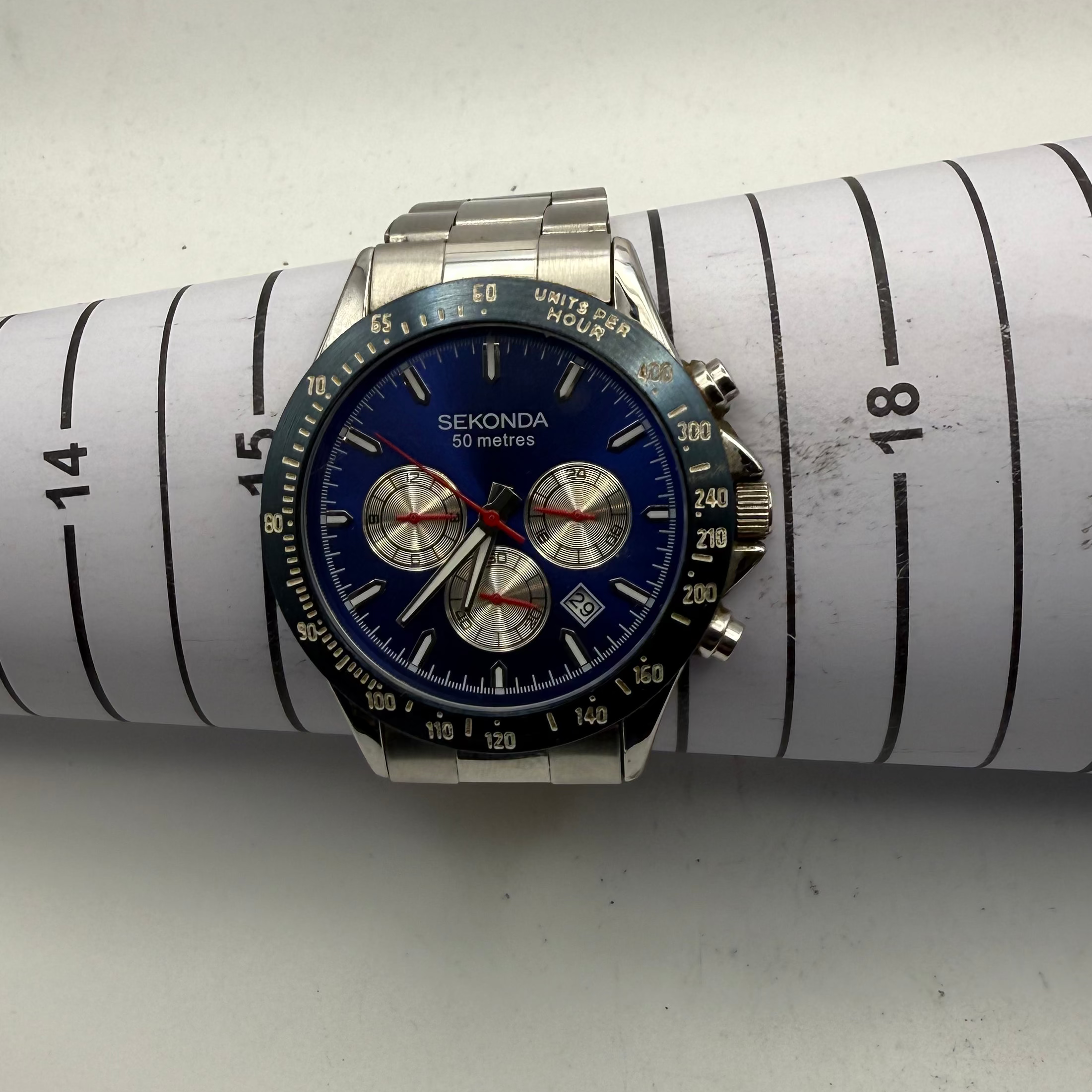 Sekonda Blue Dial Chronograph Date Watch 46.5mm (Fully Tested and Working)- £35.00