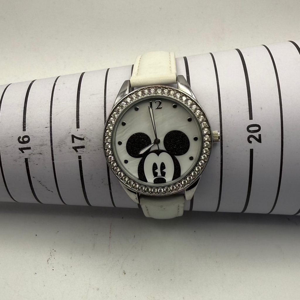 Disney Mickey Mouse Crystal Bezel White Dial Watch MK5596UK (Fully Tested and Working)-= £20.00
