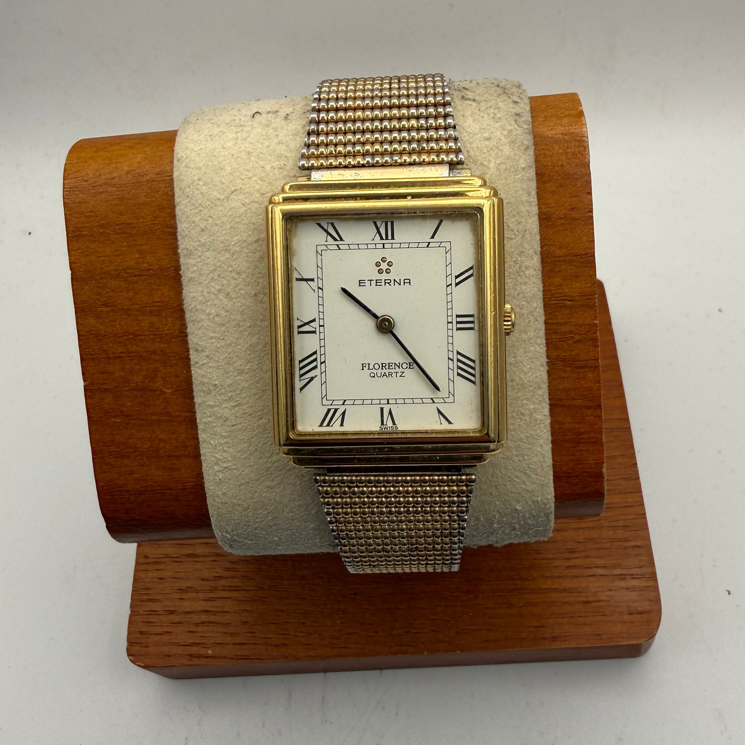 Eterna Florence Quartz Swiss Made Vintage Gold Tone Tank Watch 27mm (Fully Tested and Working)- £40.00