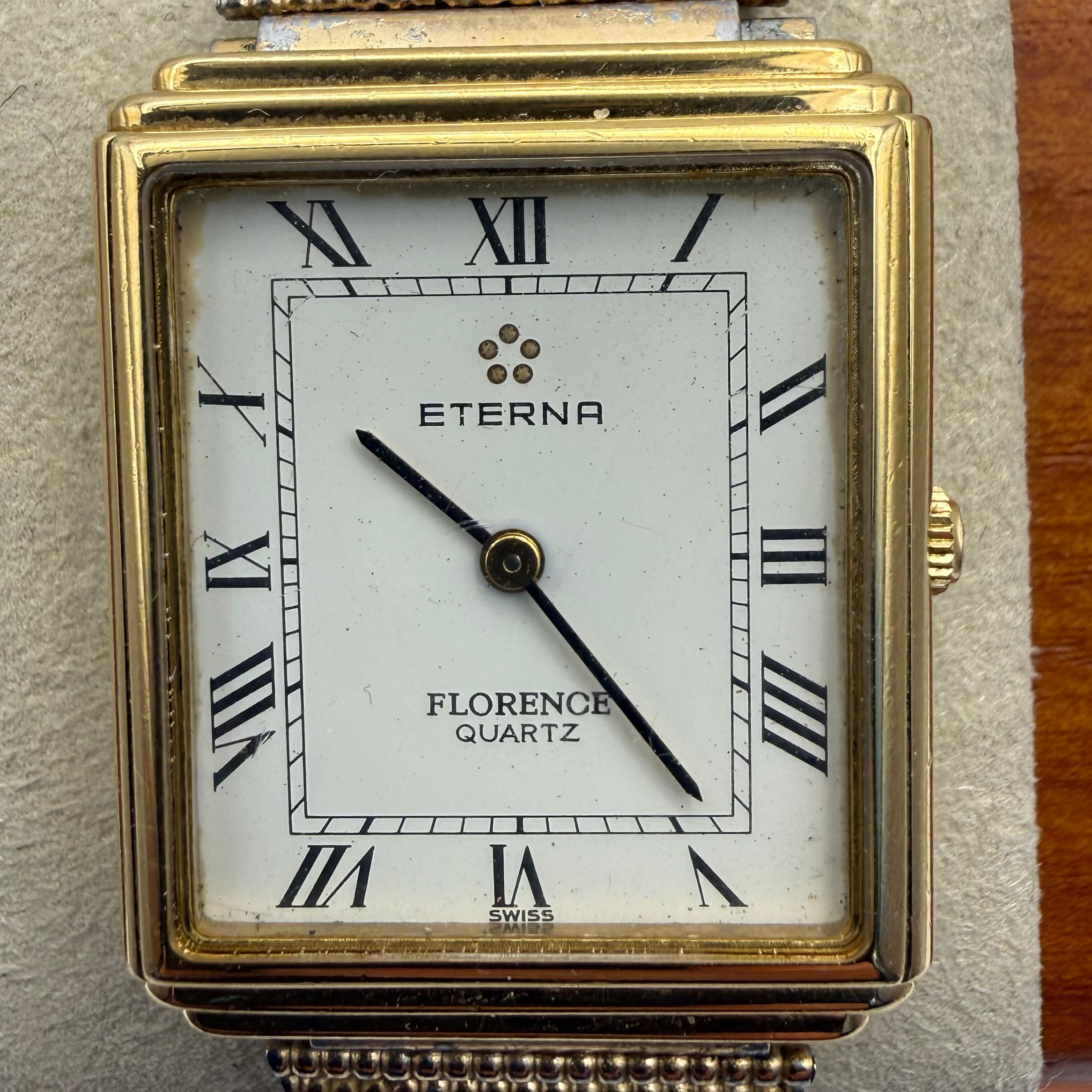 Eterna Florence Quartz Swiss Made Vintage Gold Tone Tank Watch 27mm (Fully Tested and Working)- £40.00