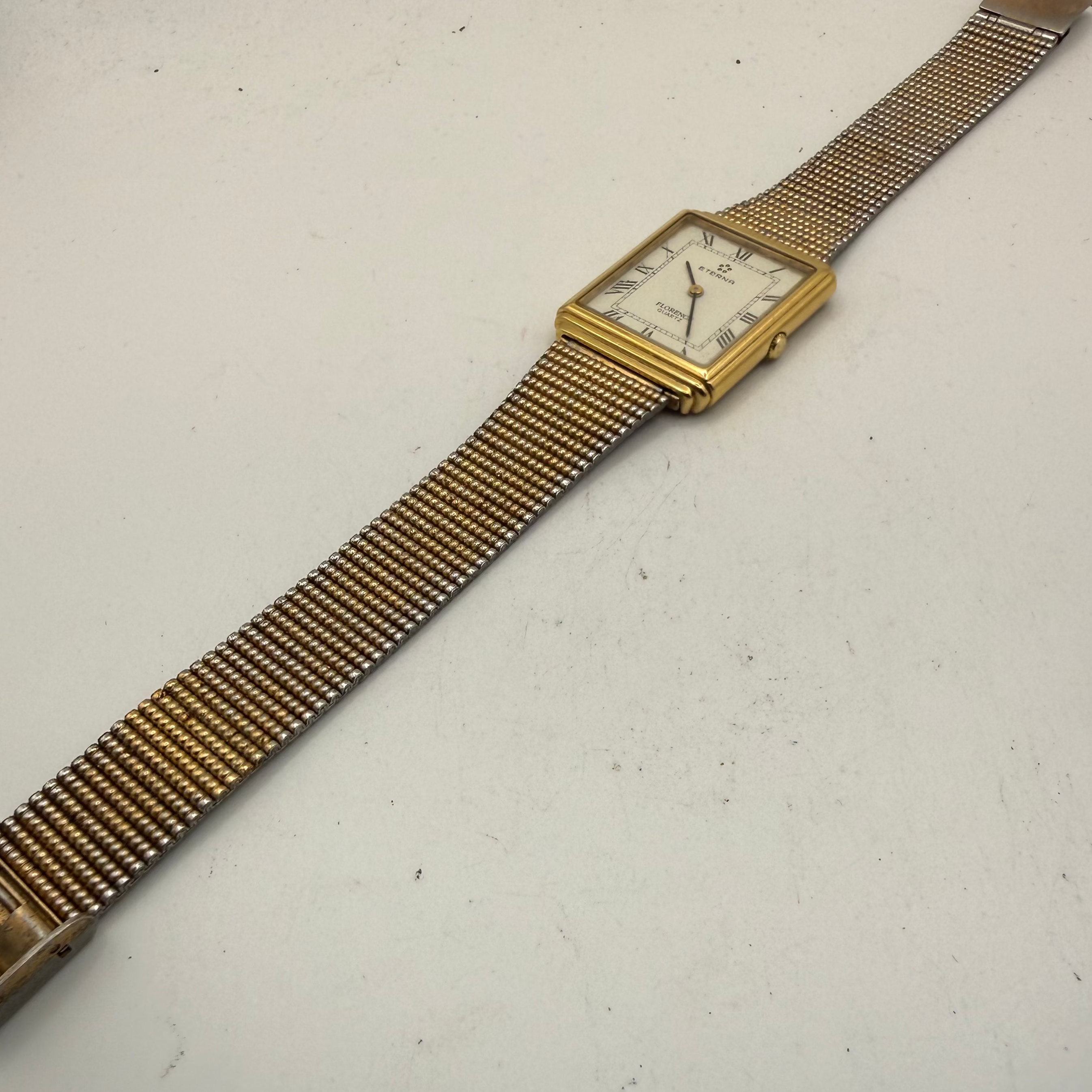 Eterna Florence Quartz Swiss Made Vintage Gold Tone Tank Watch 27mm (Fully Tested and Working)- £40.00