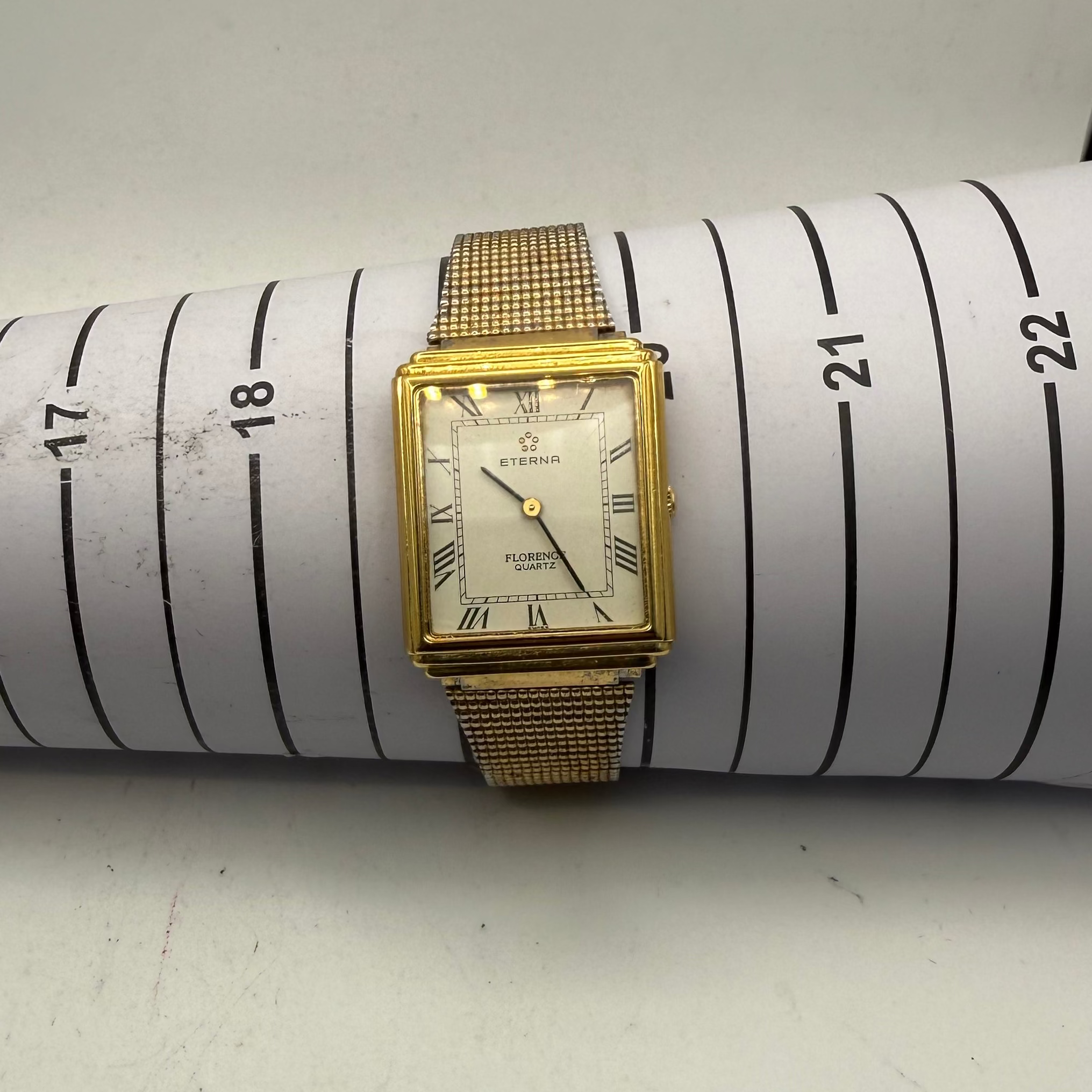 Eterna Florence Quartz Swiss Made Vintage Gold Tone Tank Watch 27mm (Fully Tested and Working)- £40.00