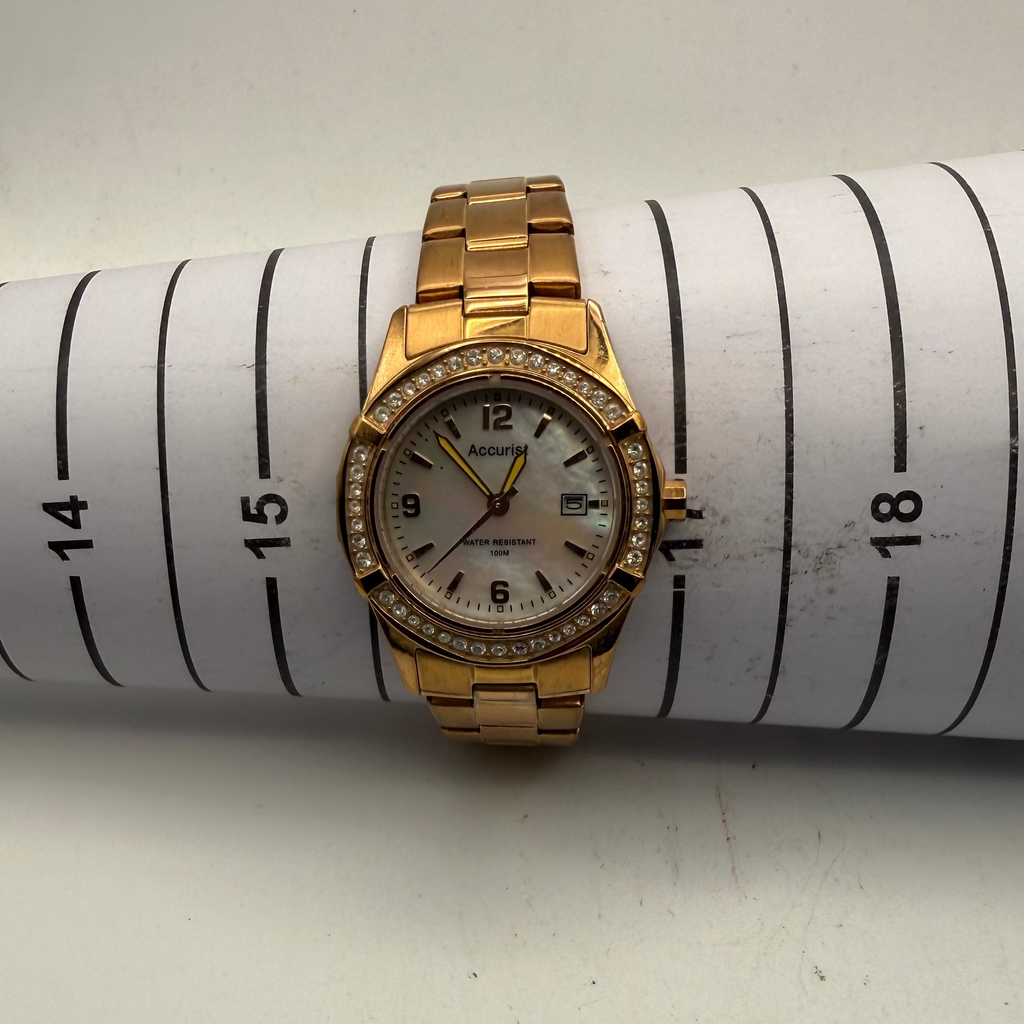Accurist Ladies Rose Gold Tone Crystal Bezel Watch (Fully Tested and Working)- £25.00