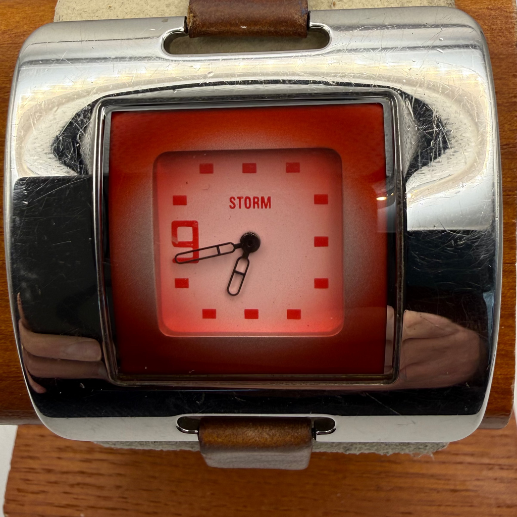 Storm Extatia Red Dial Leather Strap Watch (Fully Tested and Working)- £25.00