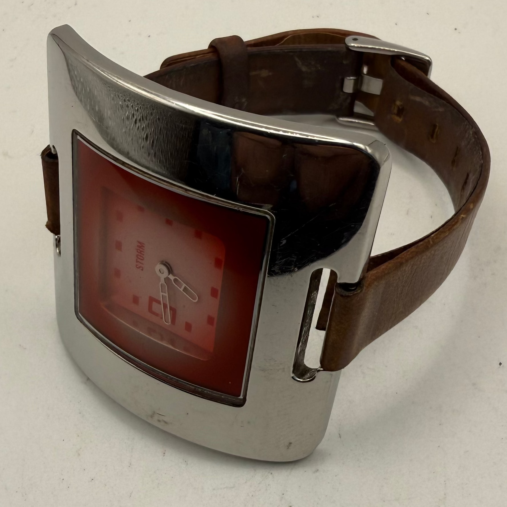 Storm Extatia Red Dial Leather Strap Watch (Fully Tested and Working)- £25.00