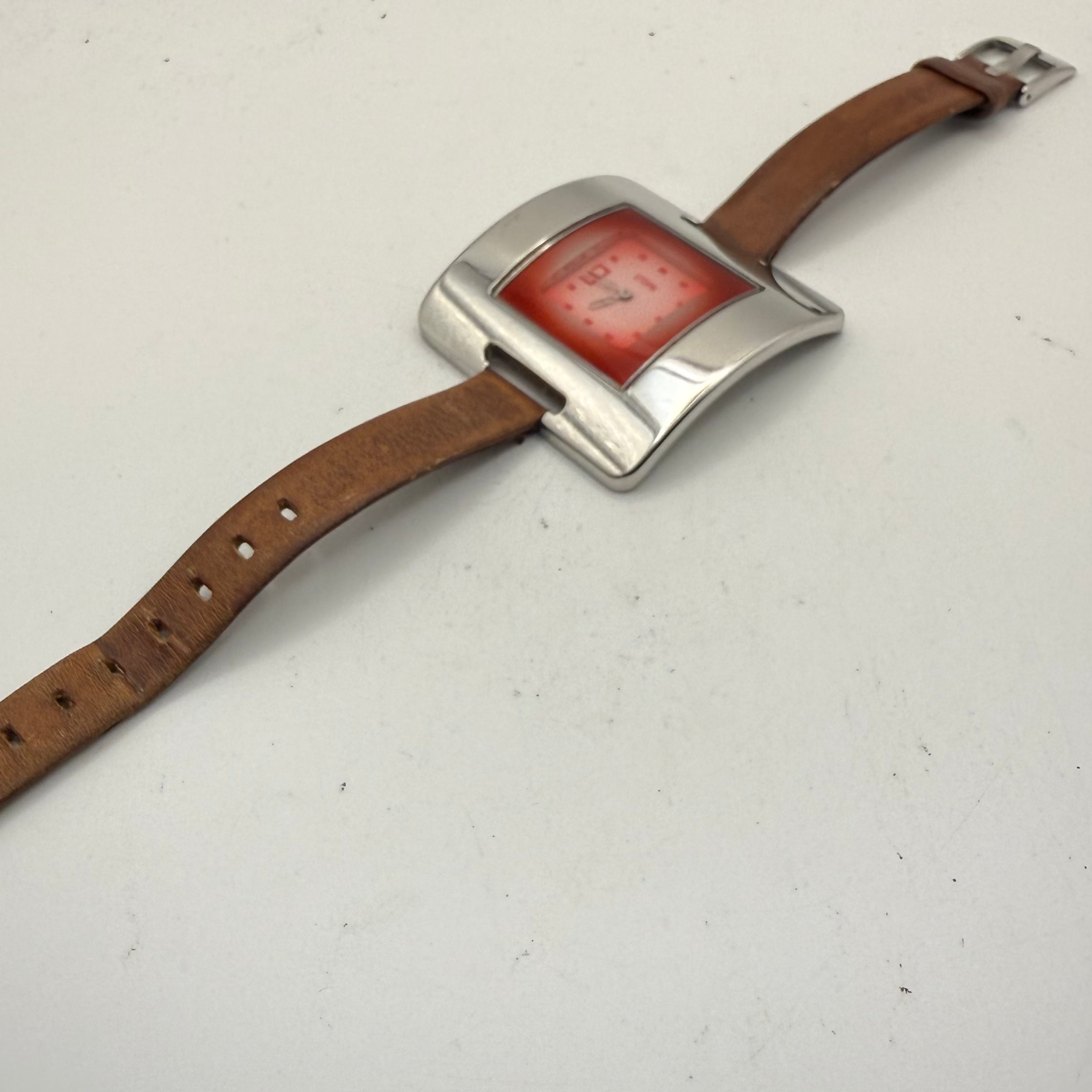 Storm Extatia Red Dial Leather Strap Watch (Fully Tested and Working)- £25.00