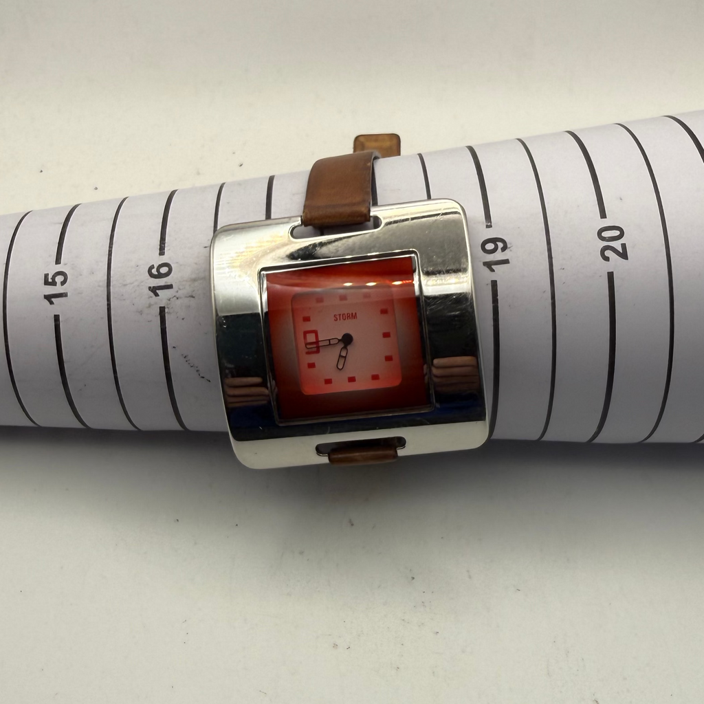 Storm Extatia Red Dial Leather Strap Watch (Fully Tested and Working)- £25.00