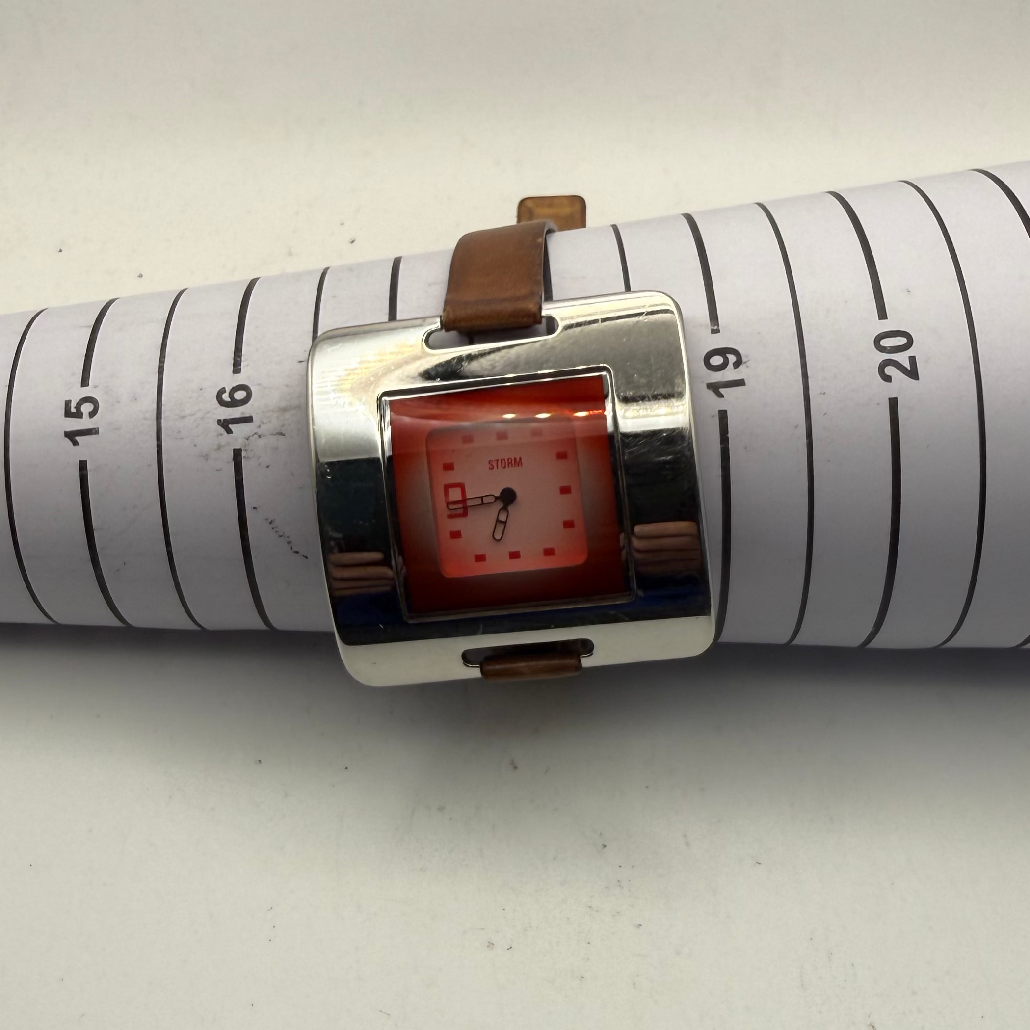 Storm Extatia Red Dial Leather Strap Watch (Fully Tested and Working)- £25.00