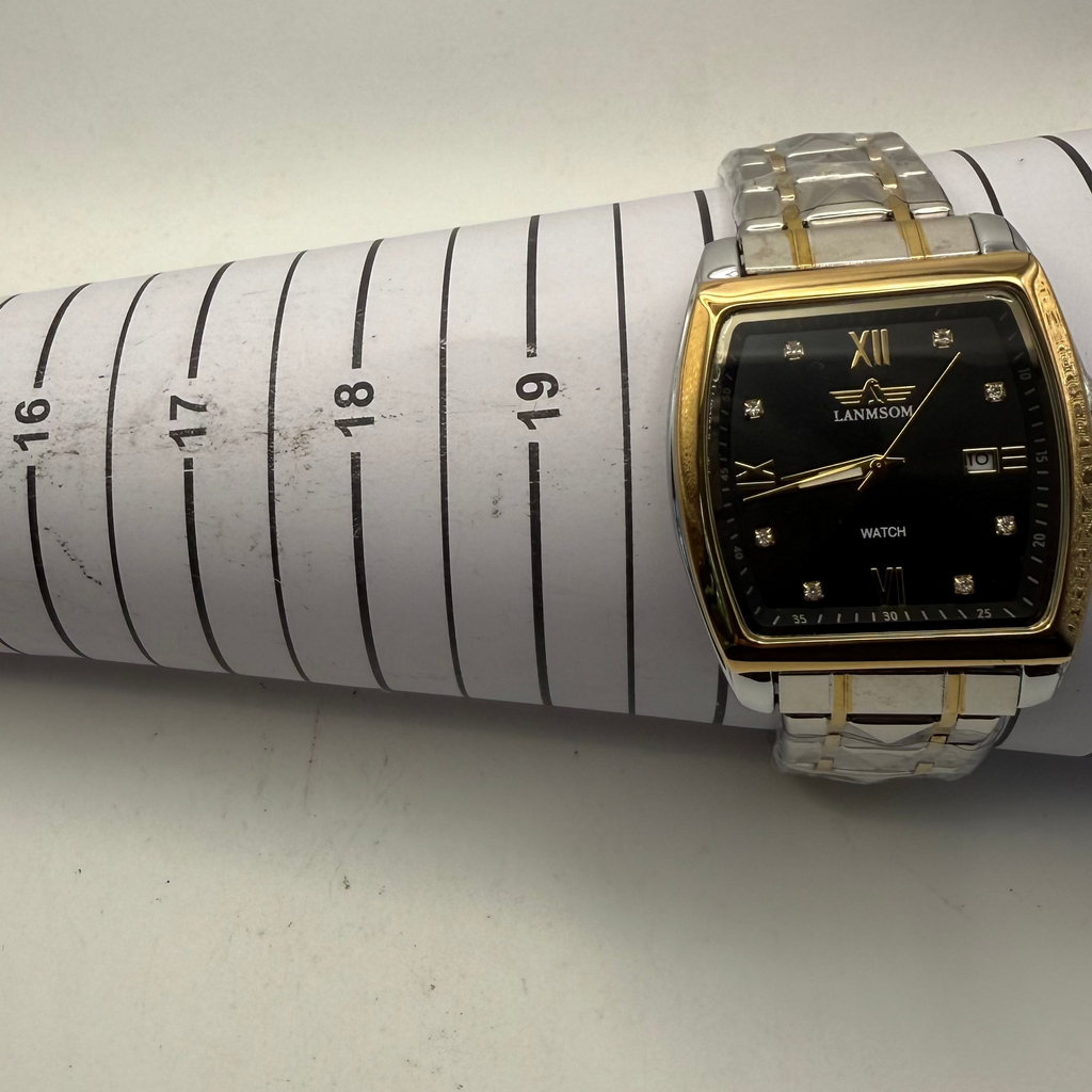 LANMSOM Two-Tone Date Quartz Watch Black Dia- £30.00