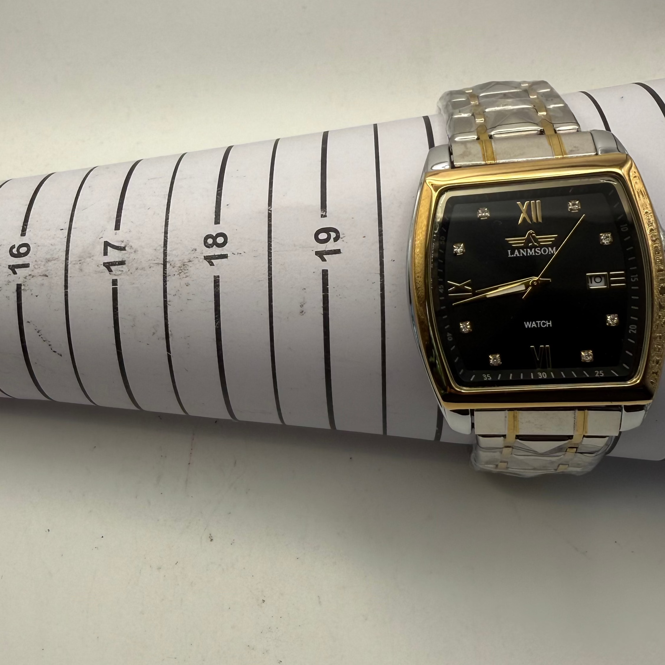 LANMSOM Two-Tone Date Quartz Watch Black Dia- £30.00