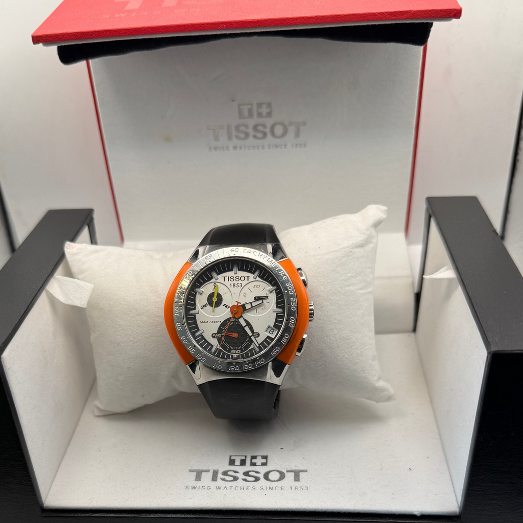 Tissot T-Tracx Chronograph T010417A Orange Black Sapphire Crystal Boxed- £280.00