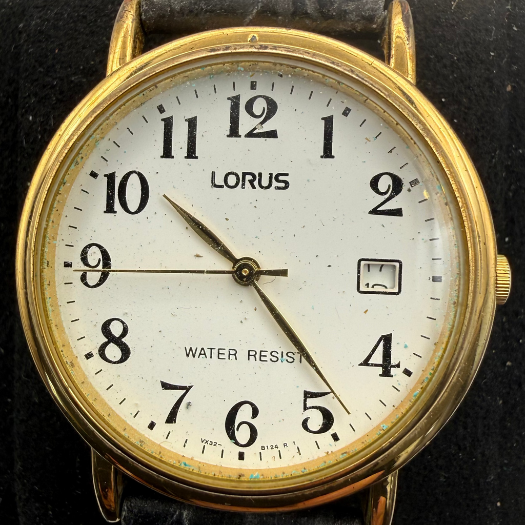 Lorus VX32-X193 Gold Tone White Dial Date Watch (Fully Tested and Working)- £10.00