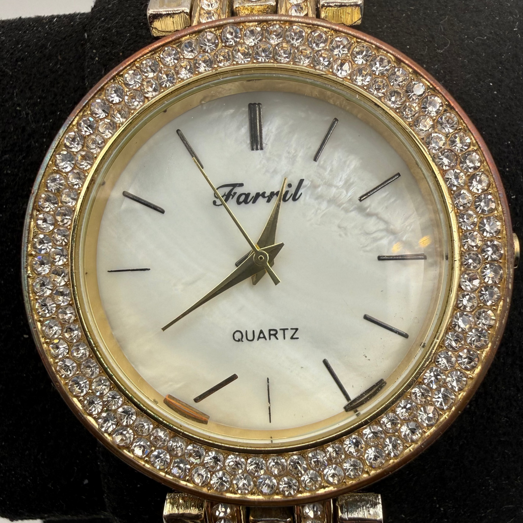 Farril Crystal Bezel Mother of Pearl Dial Ladies Watch (Fully Tested and Working)