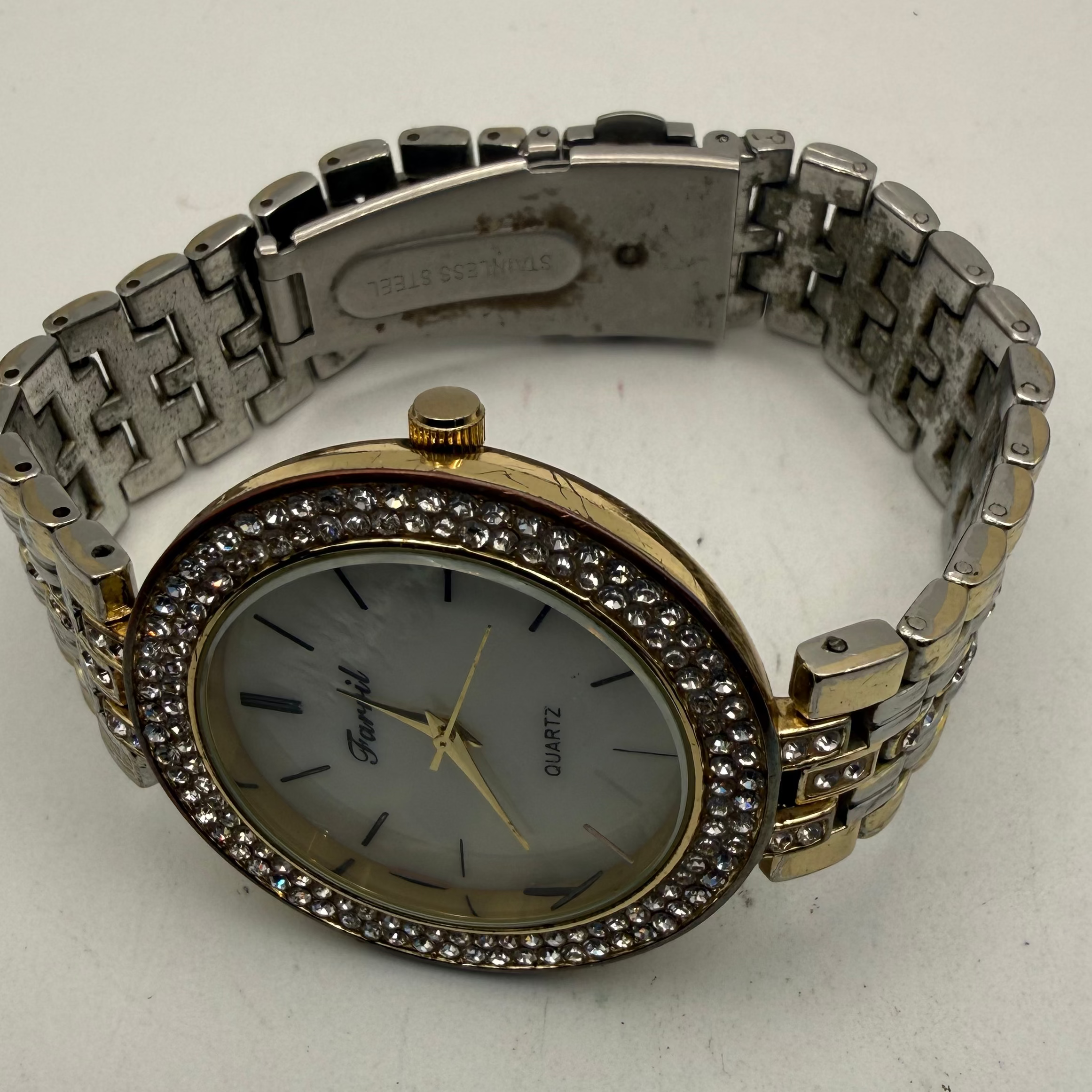 Farril Crystal Bezel Mother of Pearl Dial Ladies Watch (Fully Tested and Working)