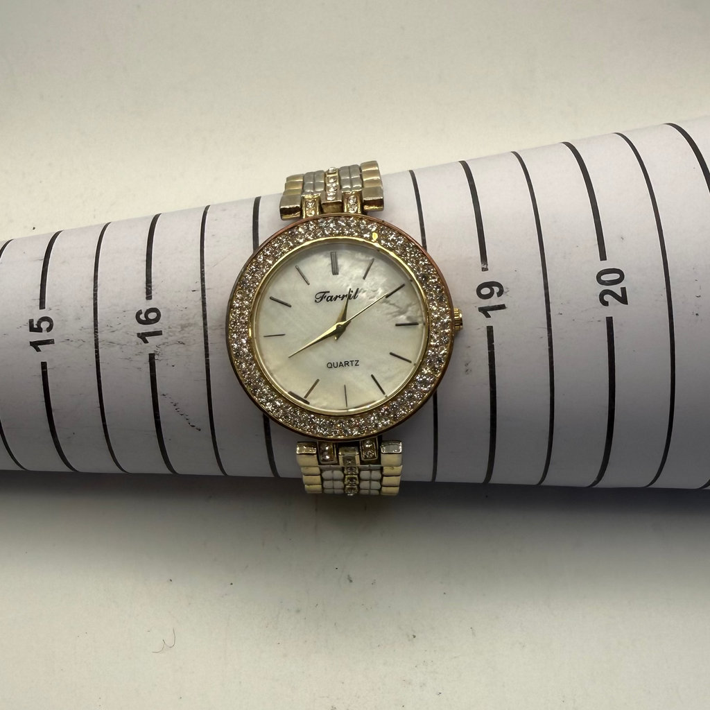 Farril Crystal Bezel Mother of Pearl Dial Ladies Watch (Fully Tested and Working)