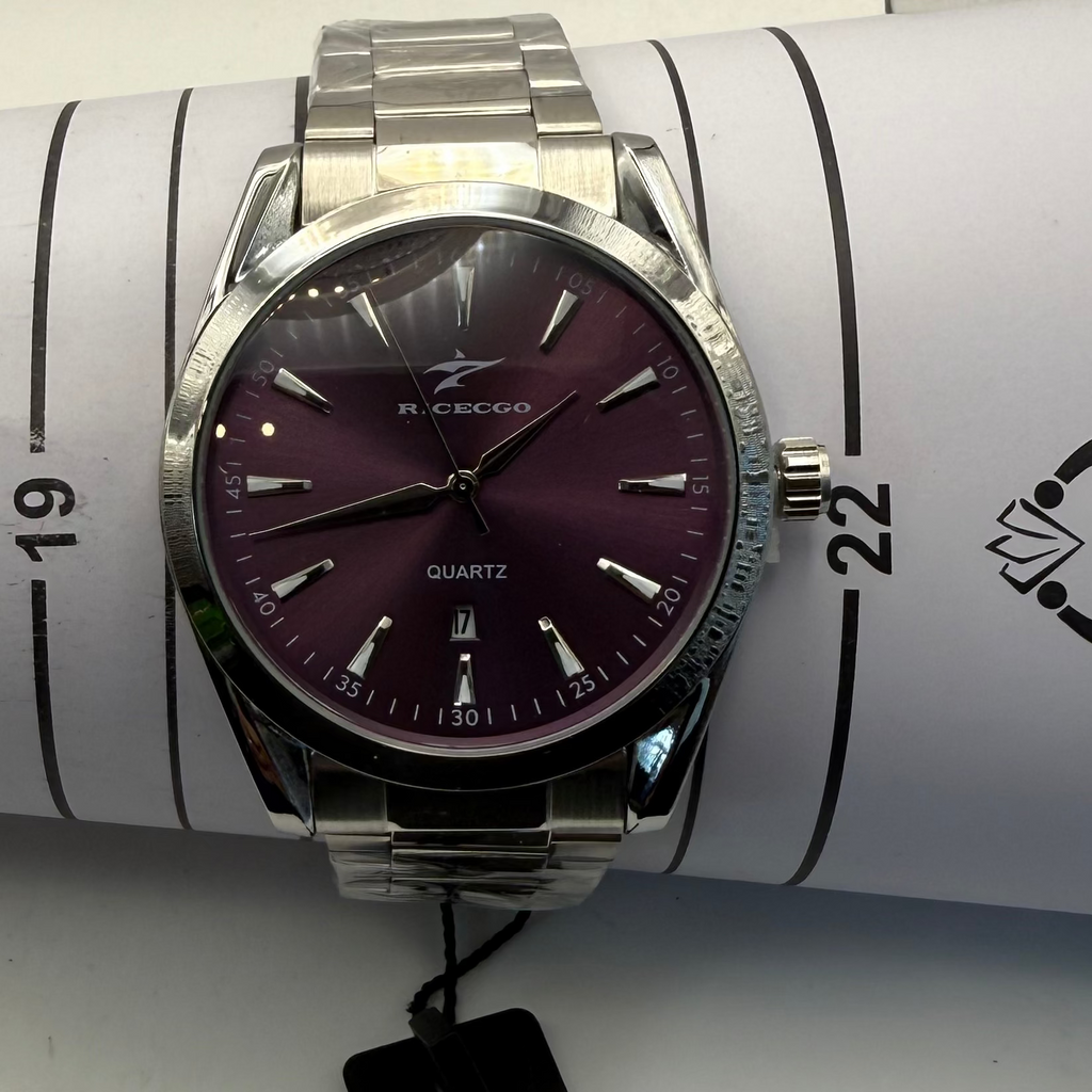 RICECGO Quartz Stainless Steel Watch – Deep Burgundy Dial | New With Tag- £19.99