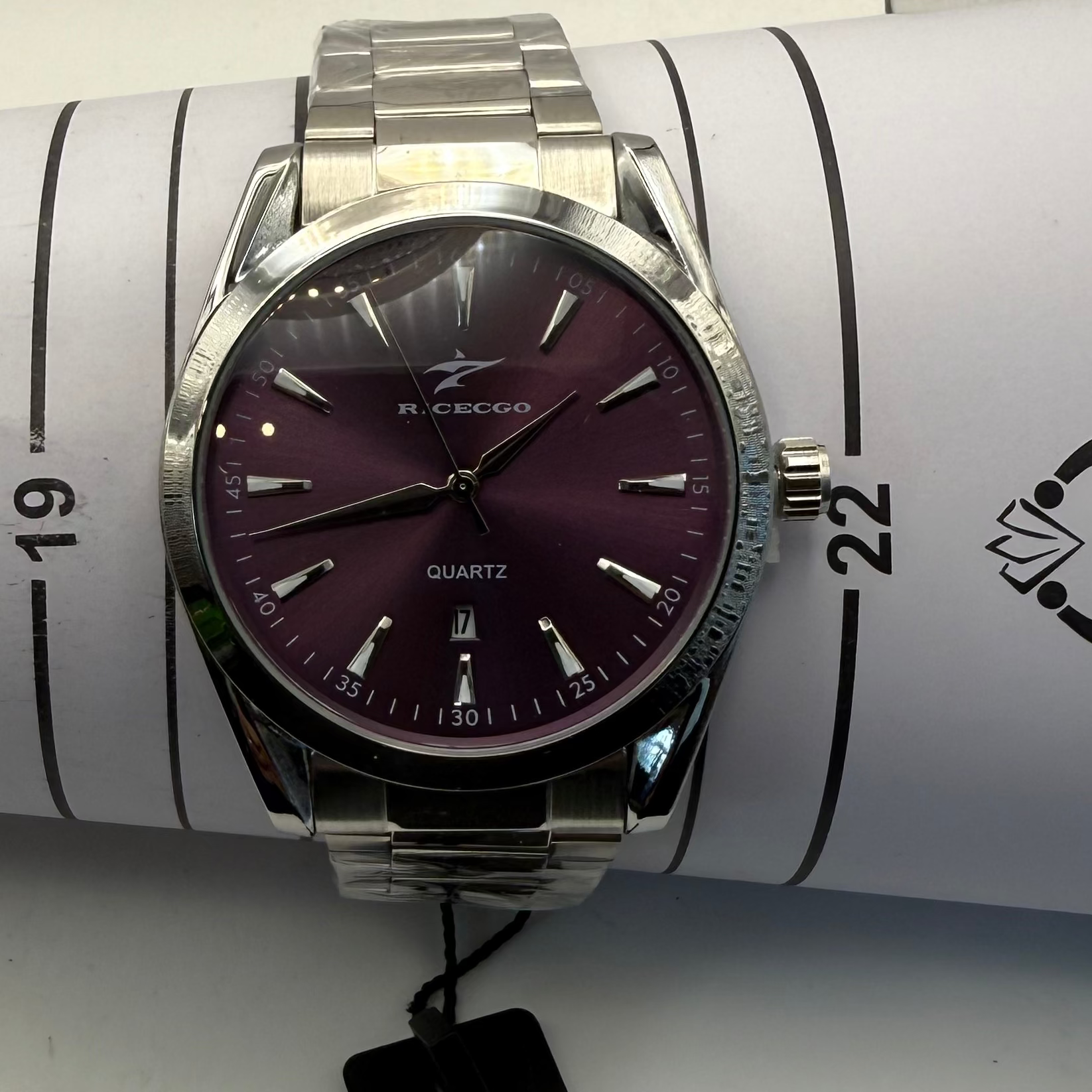 RICECGO Quartz Stainless Steel Watch – Deep Burgundy Dial | New With Tag- £19.99