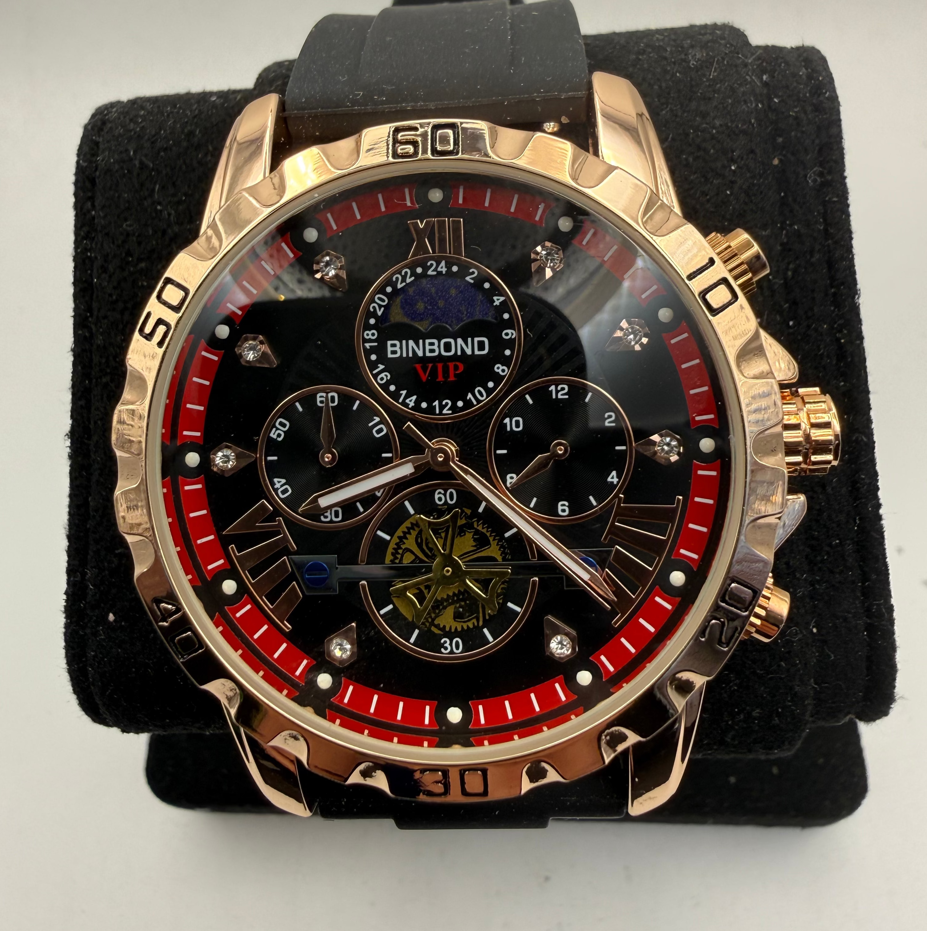 Binbond VIP Skeleton Style Rose Gold Black Dial Watch (Fully Tested and Working)- £15.00