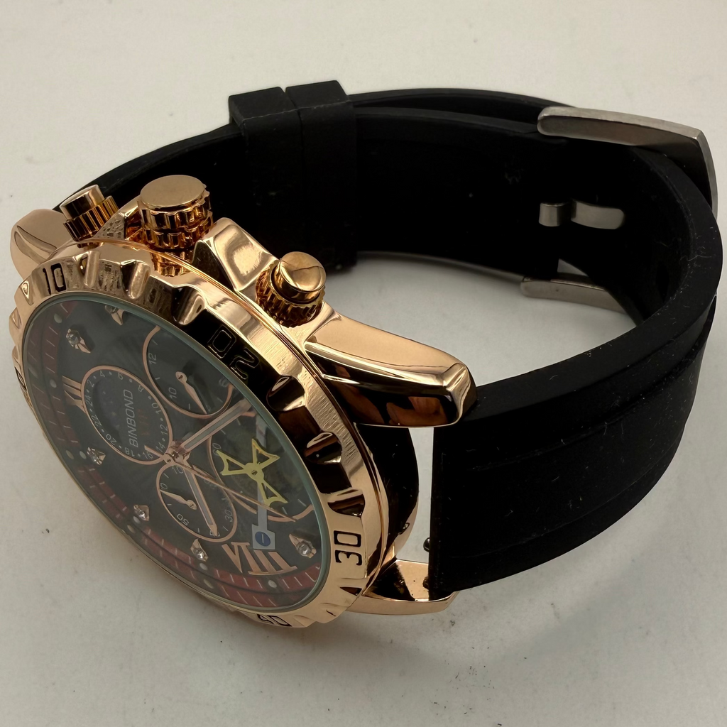 Binbond VIP Skeleton Style Rose Gold Black Dial Watch (Fully Tested and Working)- £15.00