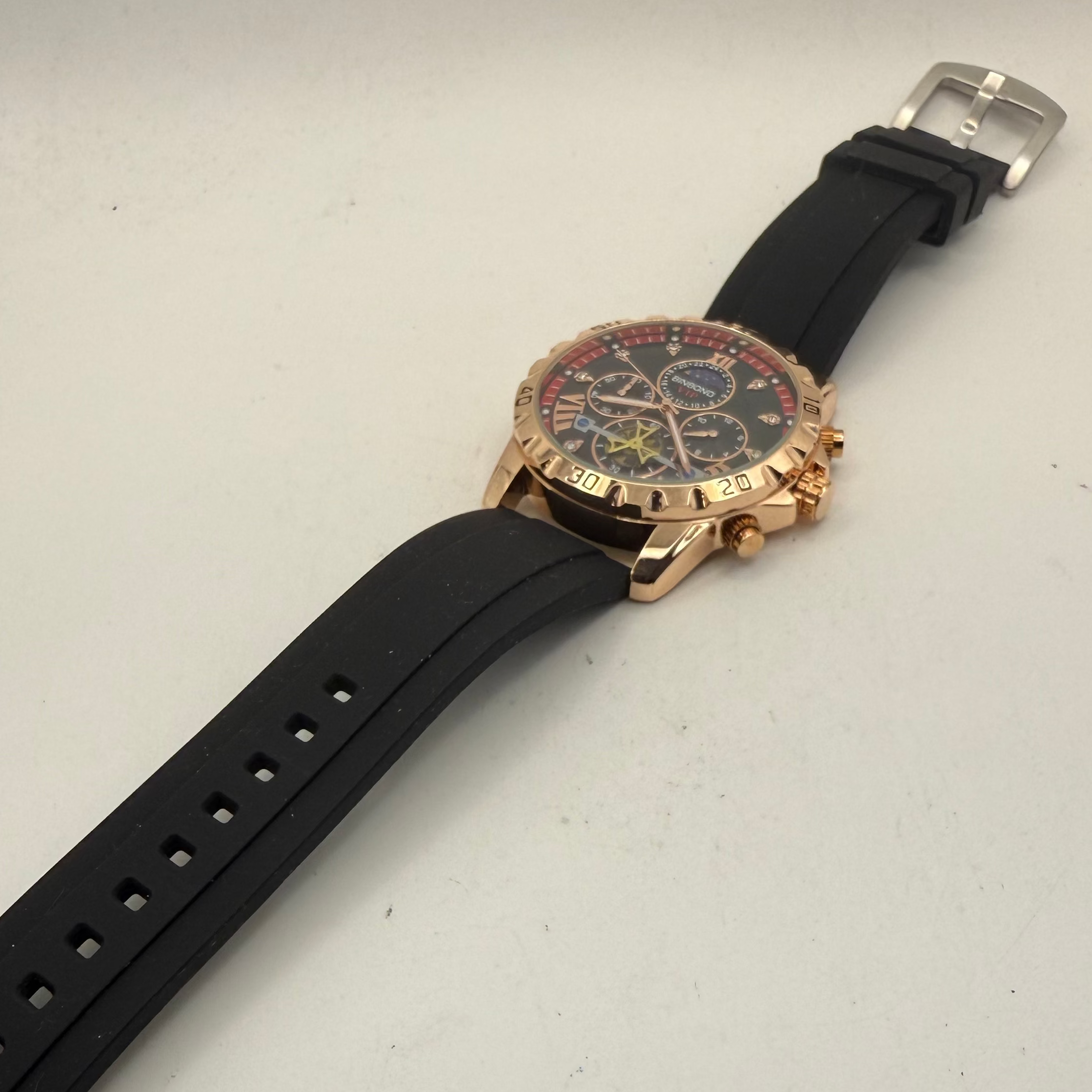 Binbond VIP Skeleton Style Rose Gold Black Dial Watch (Fully Tested and Working)- £15.00