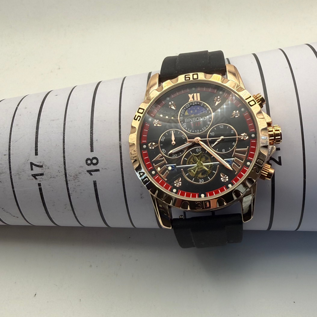 Binbond VIP Skeleton Style Rose Gold Black Dial Watch (Fully Tested and Working)- £15.00
