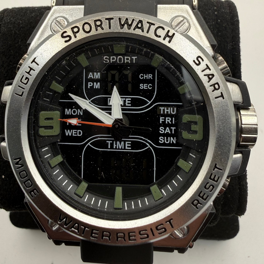 Foshan Sport Watch Ana-Digi Black Silicone Strap Watch (Fully Tested and Working)