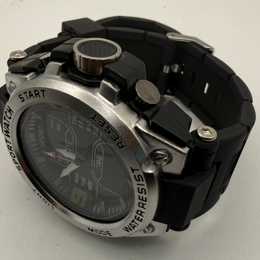 Foshan Sport Watch Ana-Digi Black Silicone Strap Watch (Fully Tested and Working)