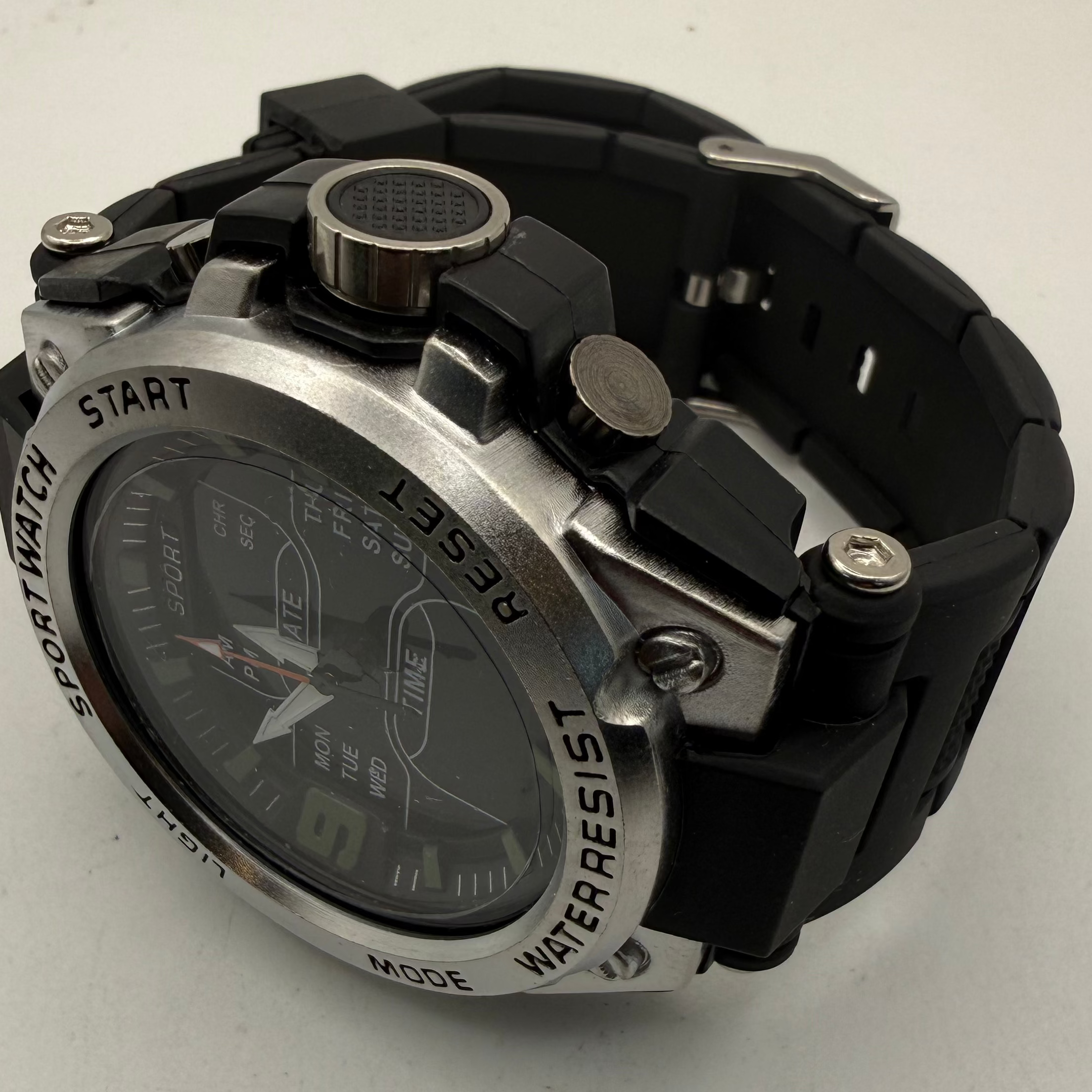 Foshan Sport Watch Ana-Digi Black Silicone Strap Watch (Fully Tested and Working)