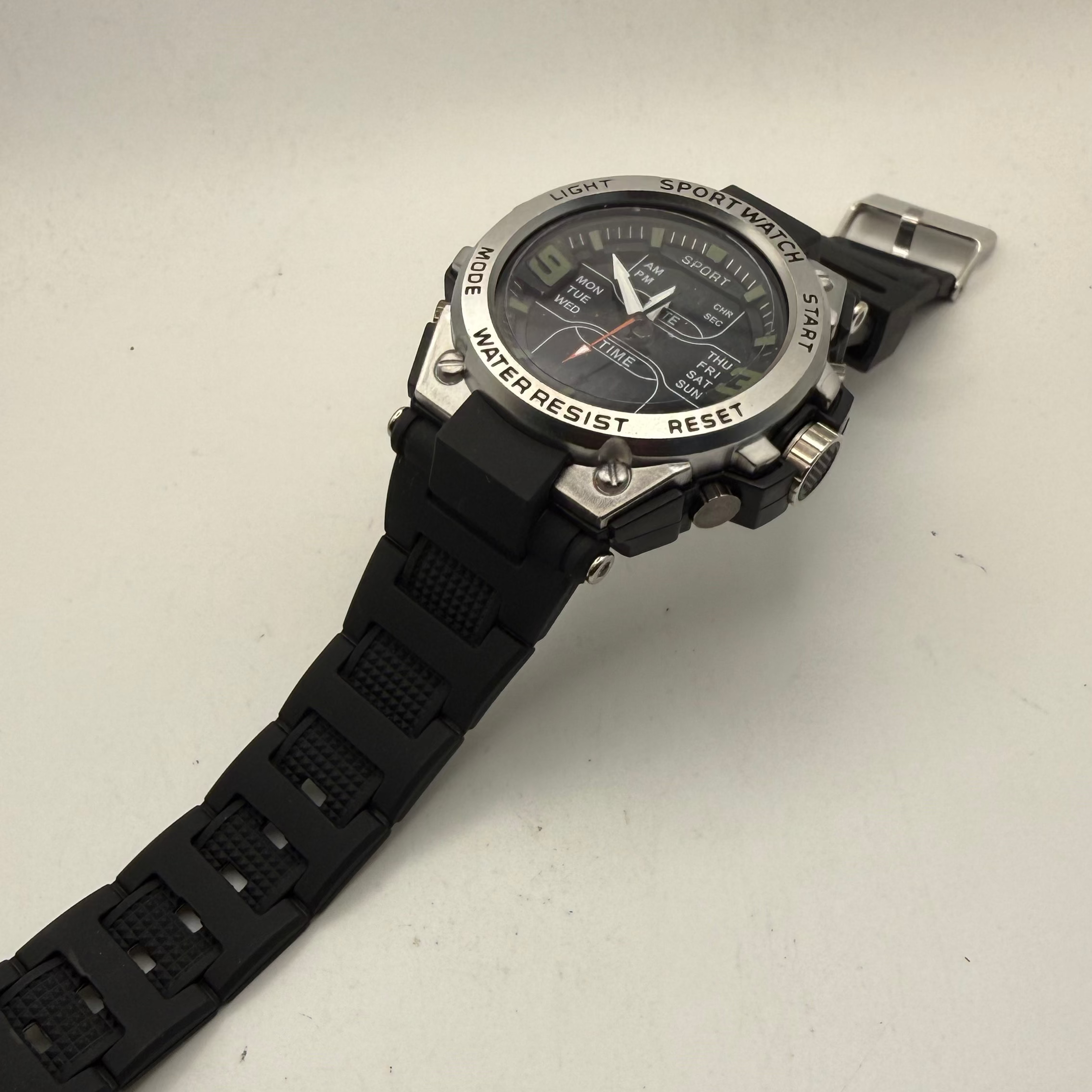 Foshan Sport Watch Ana-Digi Black Silicone Strap Watch (Fully Tested and Working)