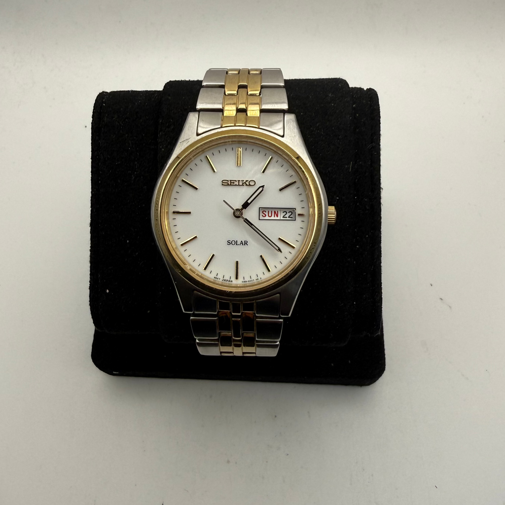 Seiko Solar Day Date Two-Tone Bracelet Watch V158-0AA0 (Fully Tested and Working)- £90.00