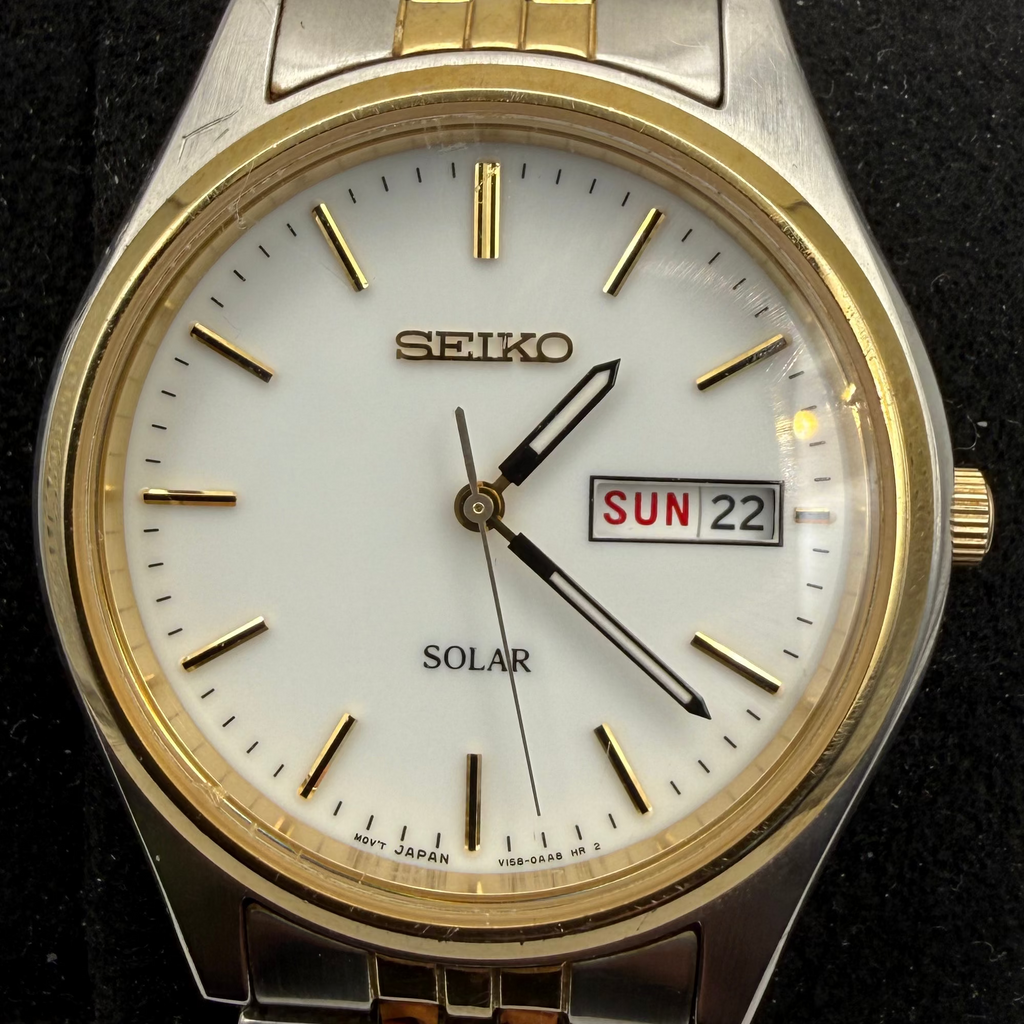 Seiko Solar Day Date Two-Tone Bracelet Watch V158-0AA0 (Fully Tested and Working)- £90.00