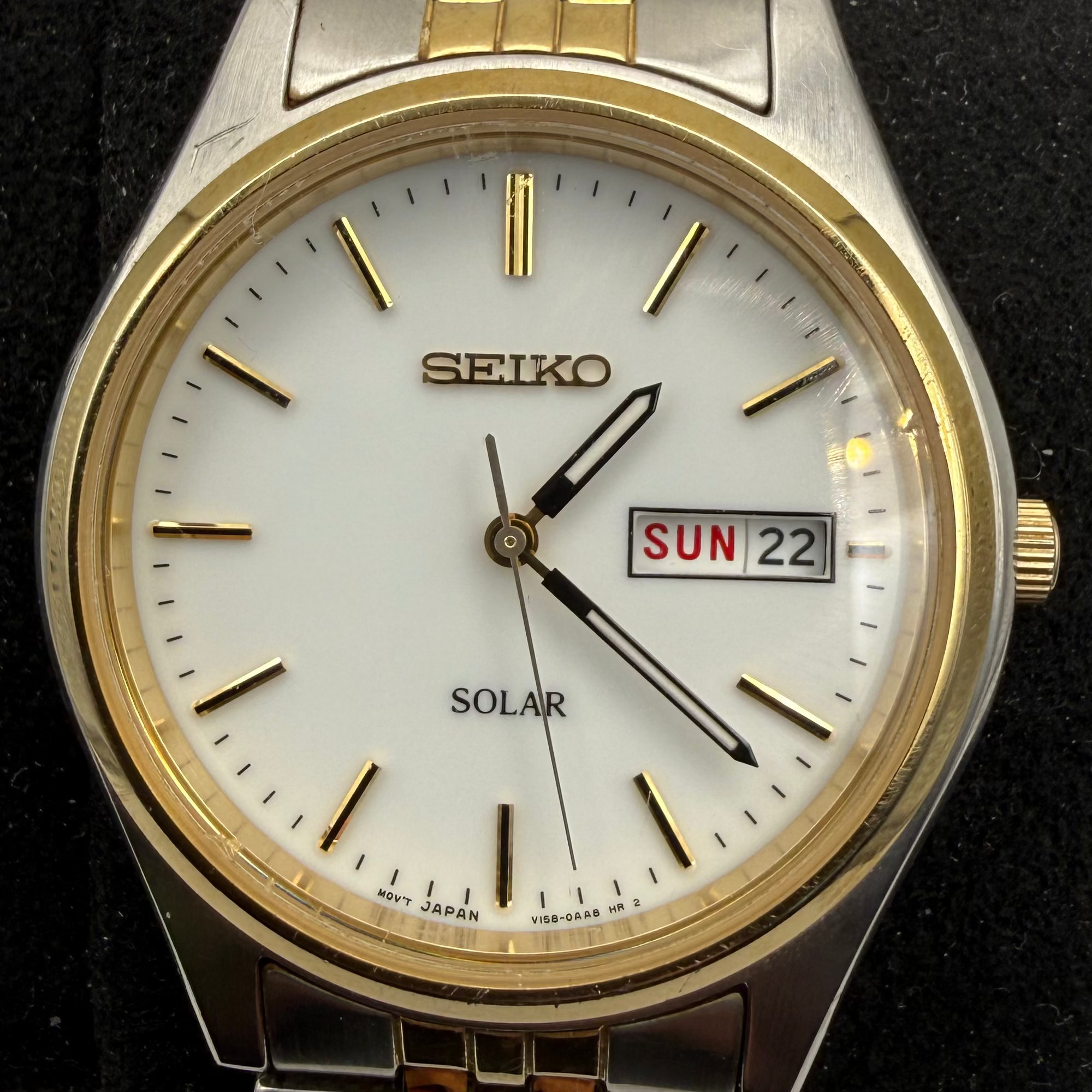 Seiko Solar Day Date Two-Tone Bracelet Watch V158-0AA0 (Fully Tested and Working)- £90.00
