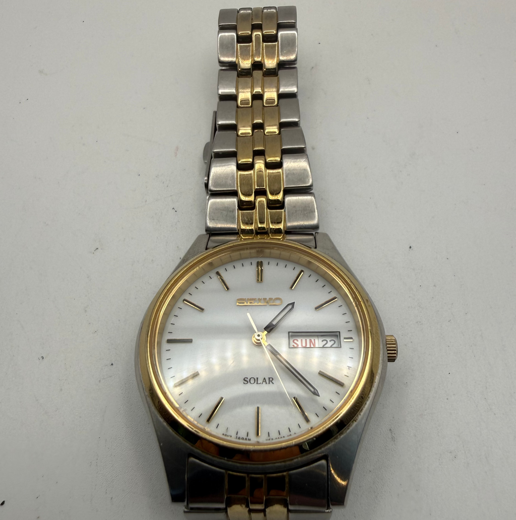 Seiko Solar Day Date Two-Tone Bracelet Watch V158-0AA0 (Fully Tested and Working)- £90.00