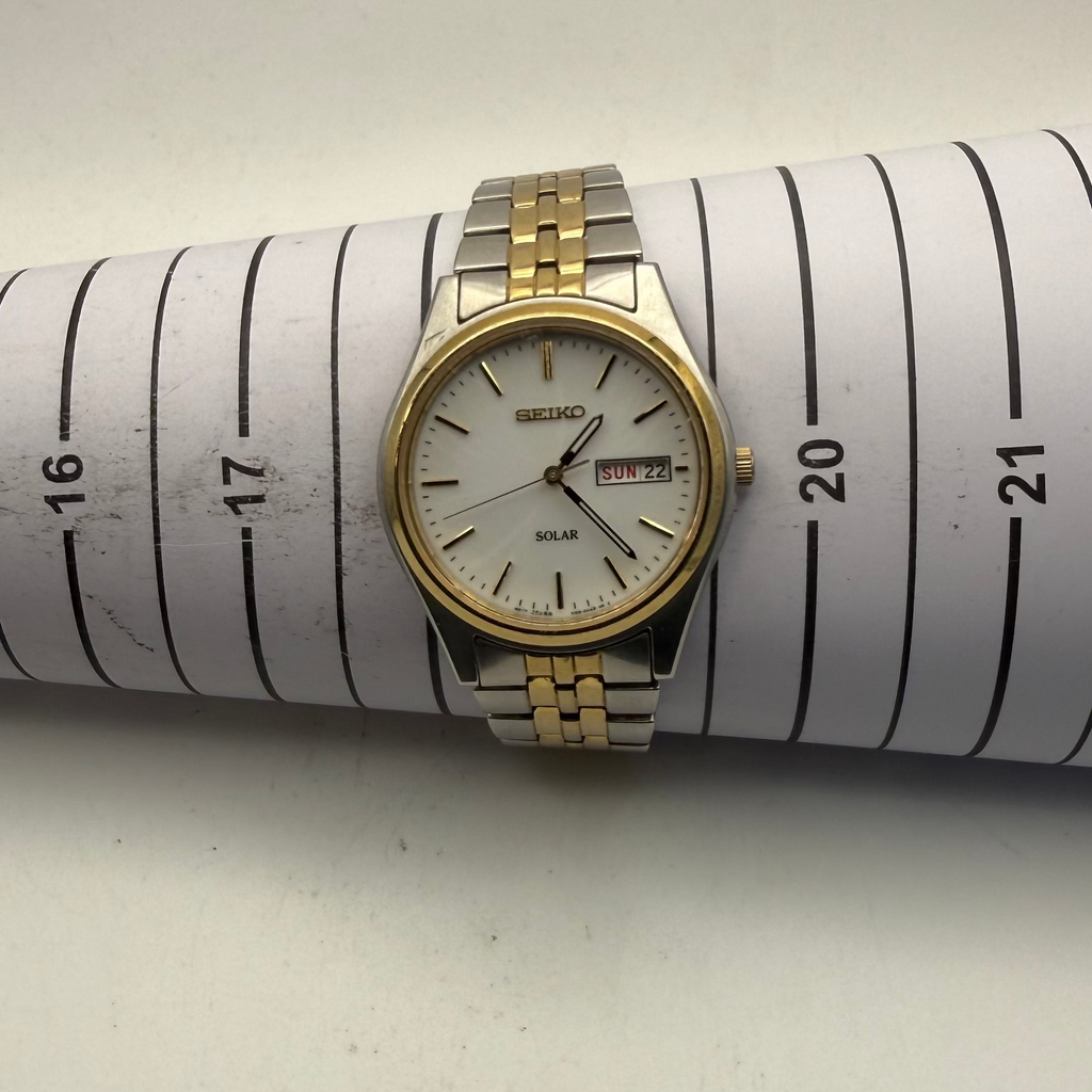 Seiko Solar Day Date Two-Tone Bracelet Watch V158-0AA0 (Fully Tested and Working)- £90.00