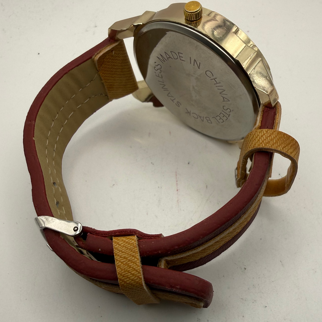 Shhors Multi-Function Red Dial Gold Tone Watch- £15.00
