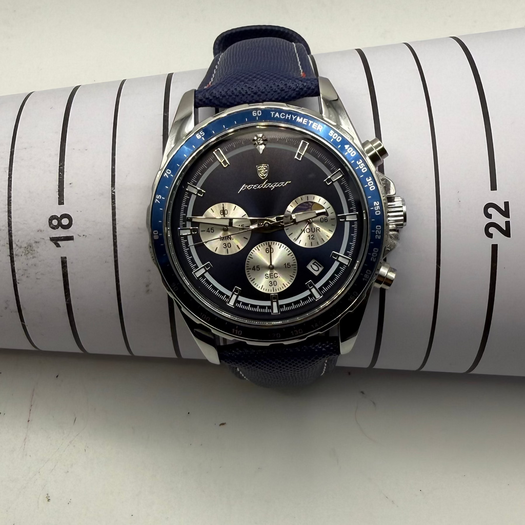 Poedagar 879B Blue Dial Chronograph Style Men’s Watch New Boxed- £34.95