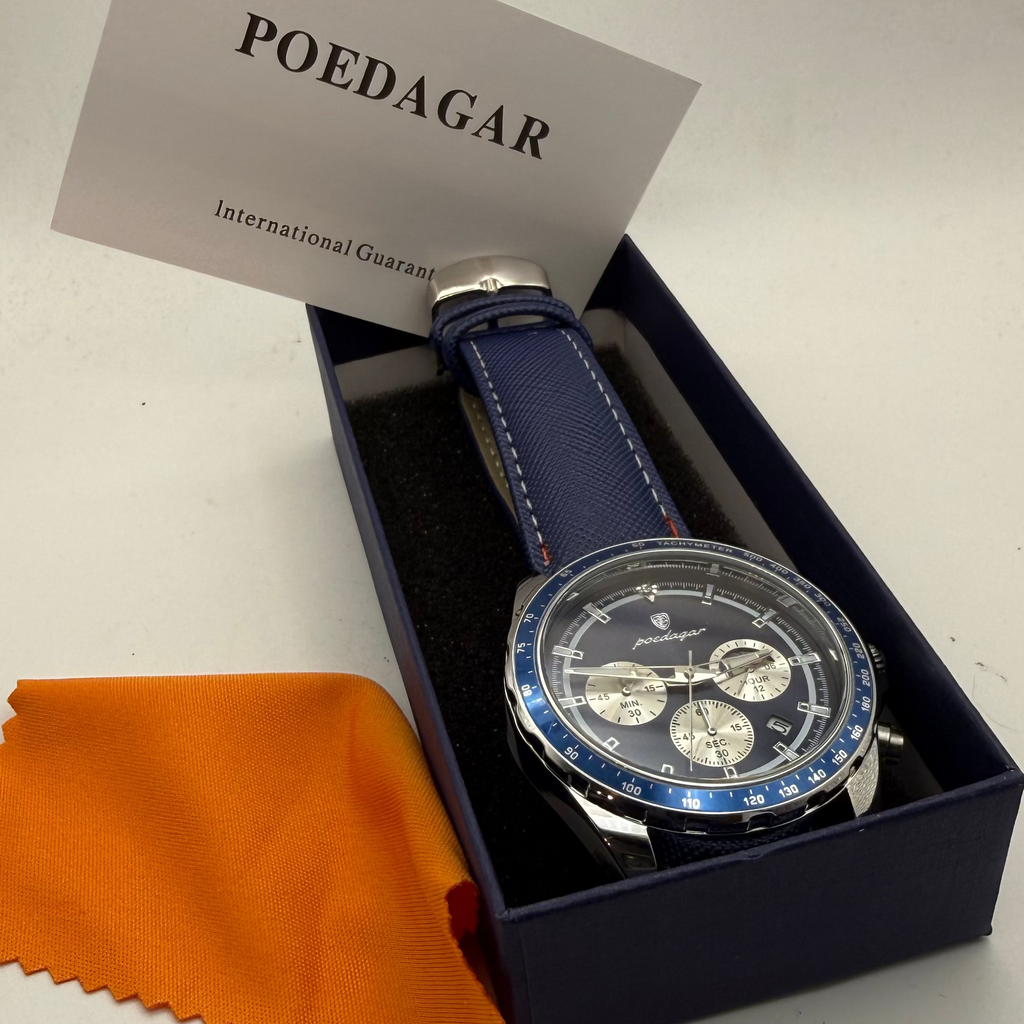 Poedagar 879B Blue Dial Chronograph Style Men’s Watch New Boxed- £34.95