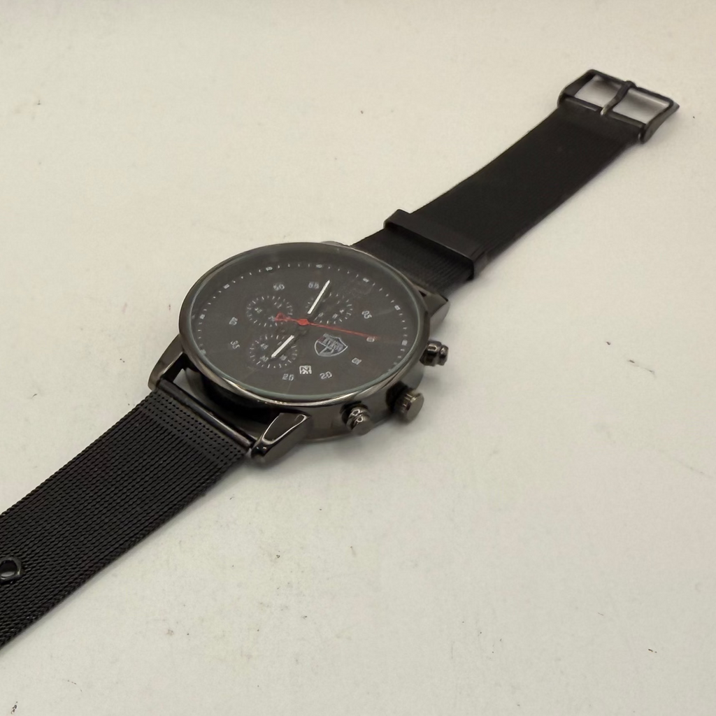 Eyros Matte Black Mesh Strap Watch – New in Presentation Box- £
