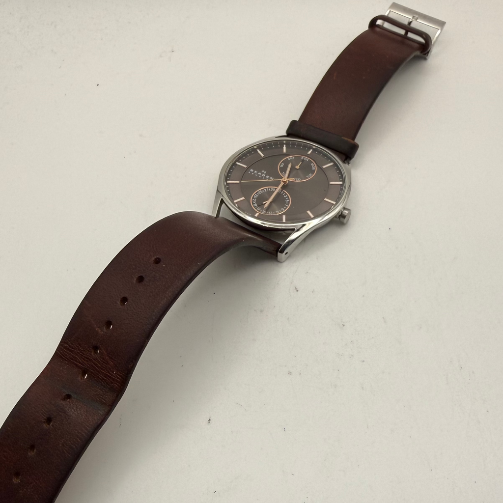 Skagen Denmark SKW6086 Multifunction Grey Dial Watch – Brown Leather Stra- £49.99