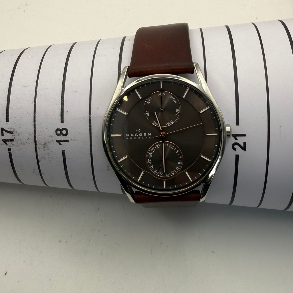 Skagen Denmark SKW6086 Multifunction Grey Dial Watch – Brown Leather Stra- £49.99