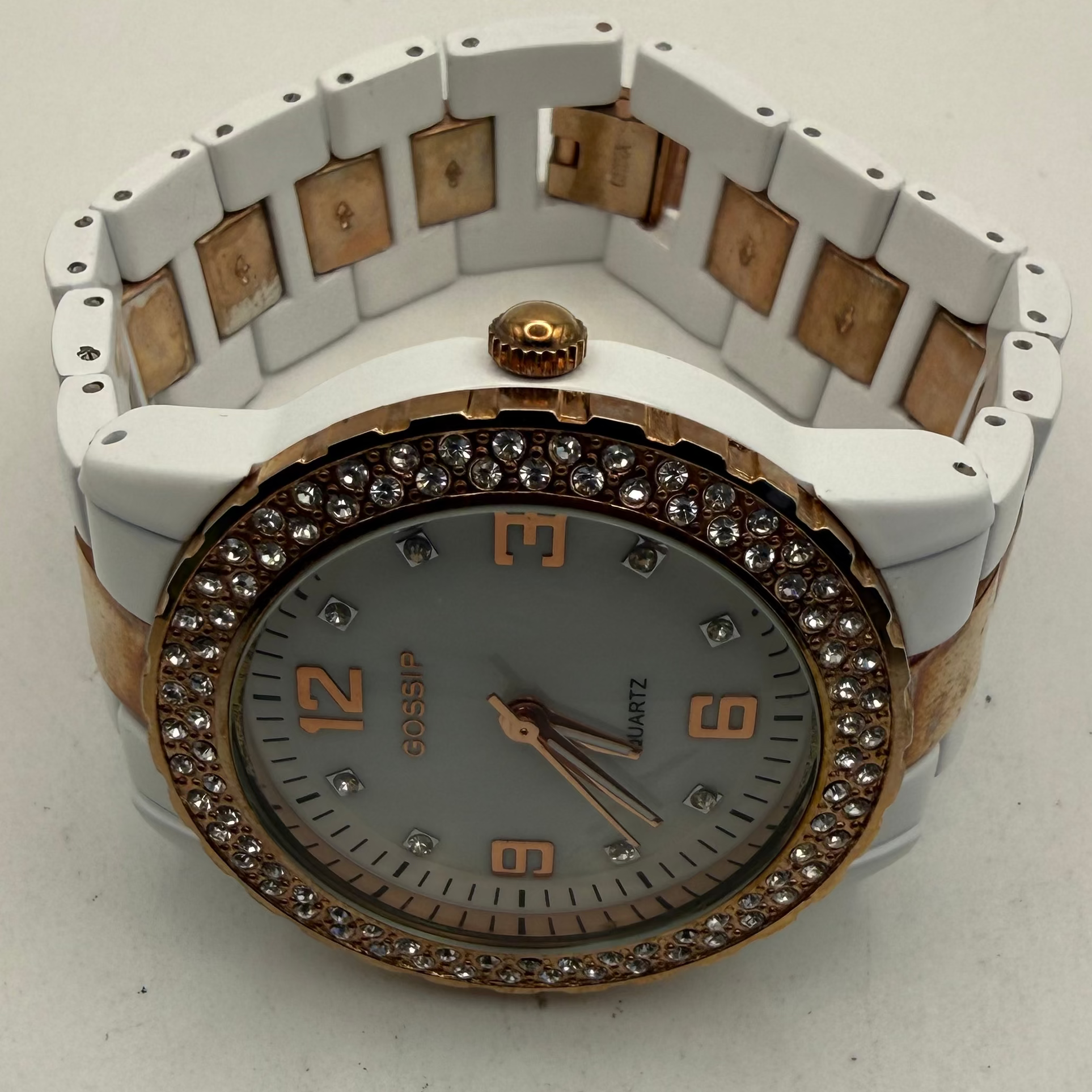 Gossip Ladies White & Rose Gold Crystal Set Watch (Fully Tested and Working)- £20.00
