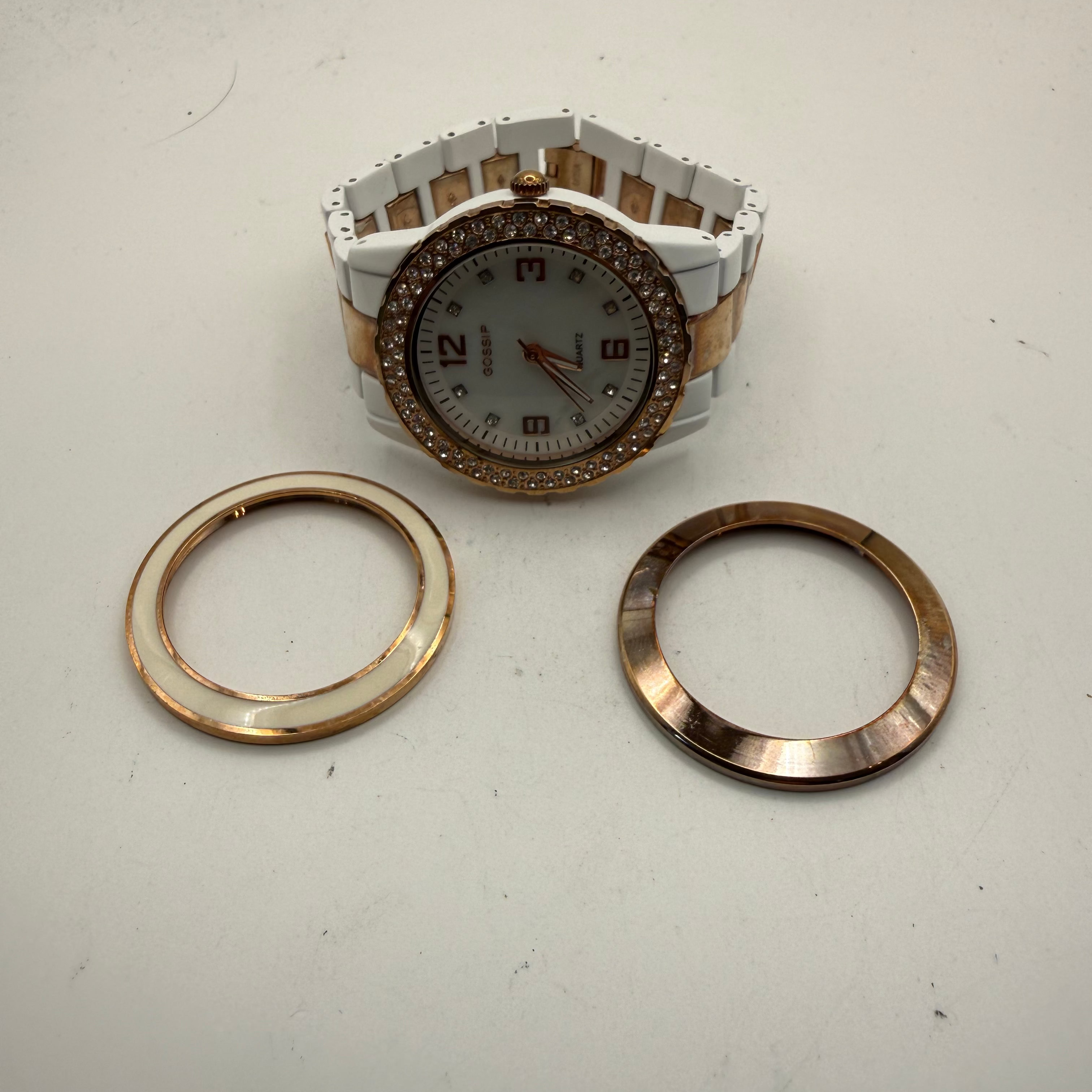Gossip Ladies White & Rose Gold Crystal Set Watch (Fully Tested and Working)- £20.00