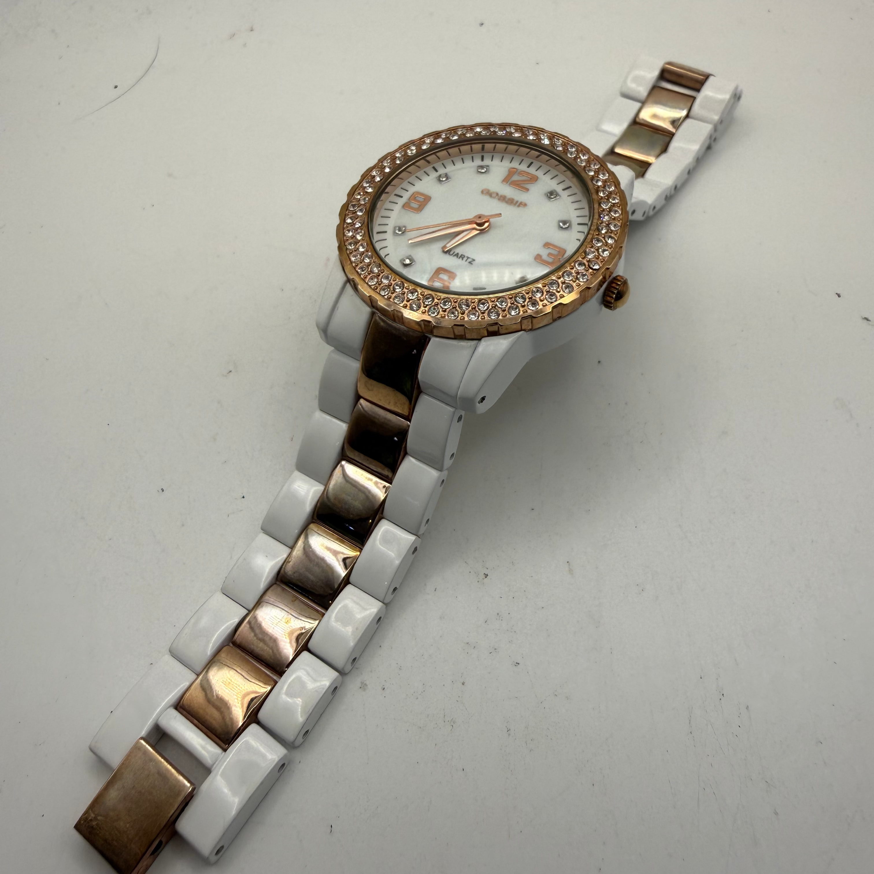 Gossip Ladies White & Rose Gold Crystal Set Watch (Fully Tested and Working)- £20.00